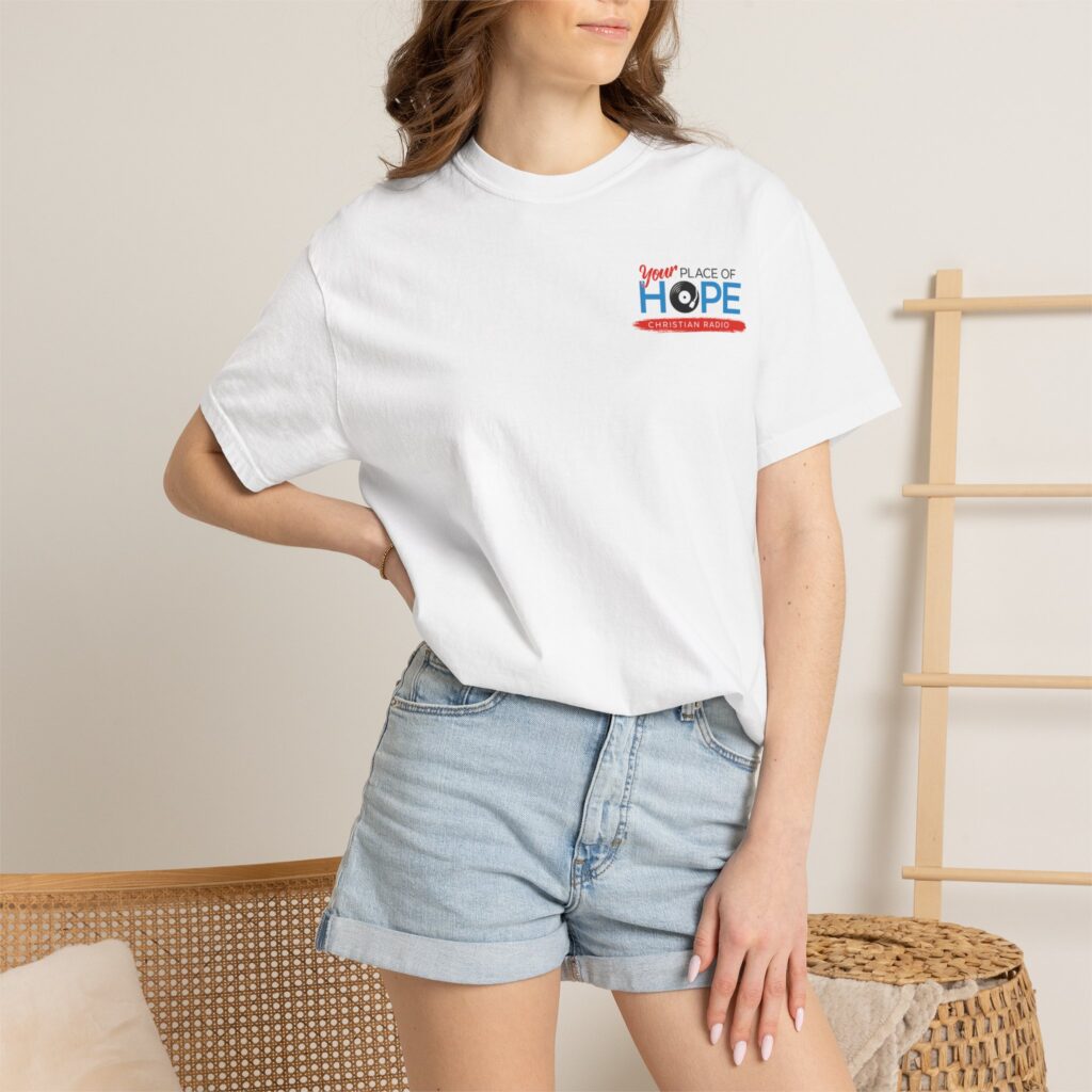 Your Place of Hope Chest Logo T-Shirt | Lightweight Christian Radio Tee | Minimal Faith Apparel