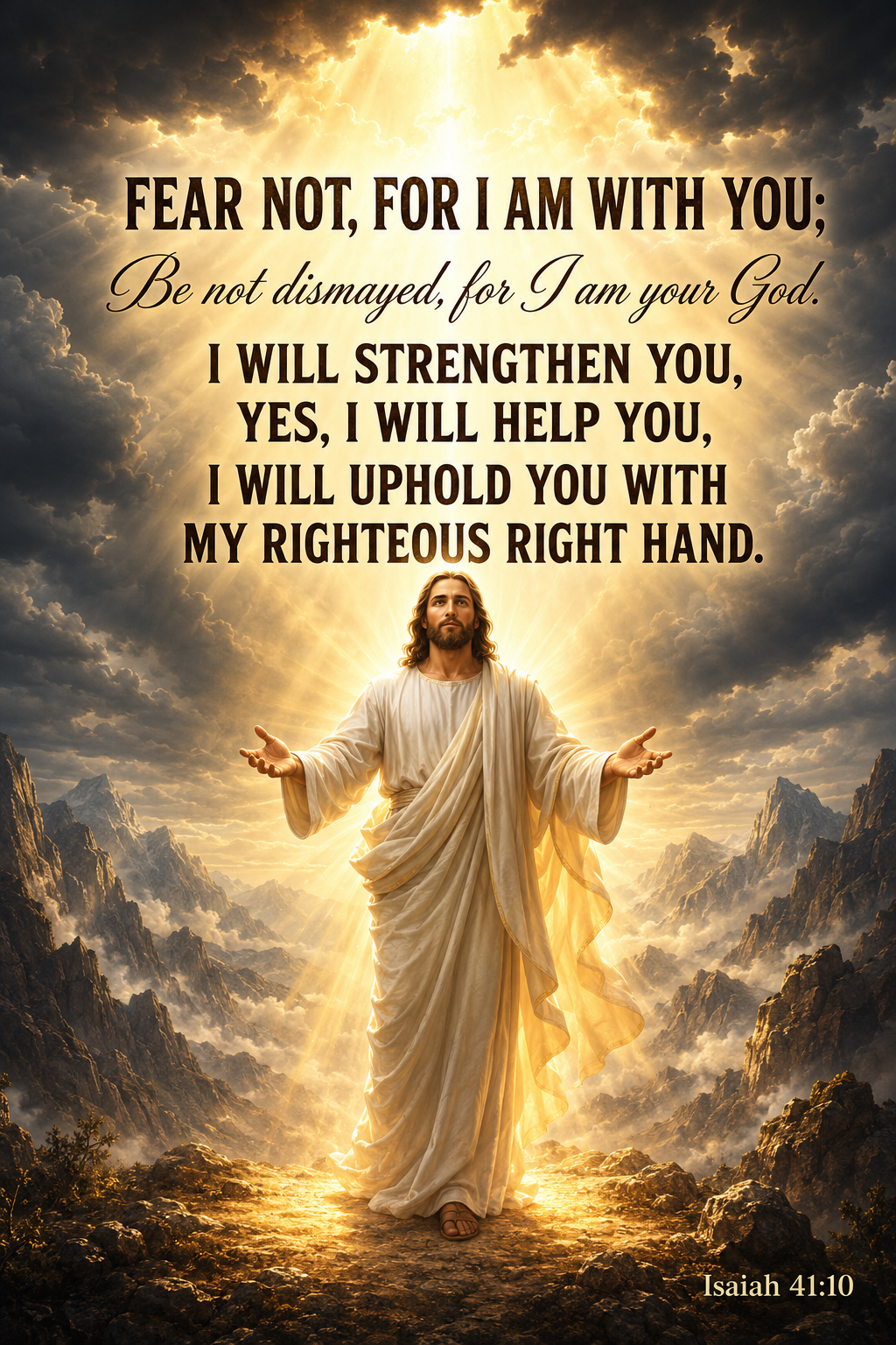 Fear Not Isaiah 41:10 Jesus Printable Wall Art | Christian Courage & Comfort Decor Digital Poster | Faith Gift