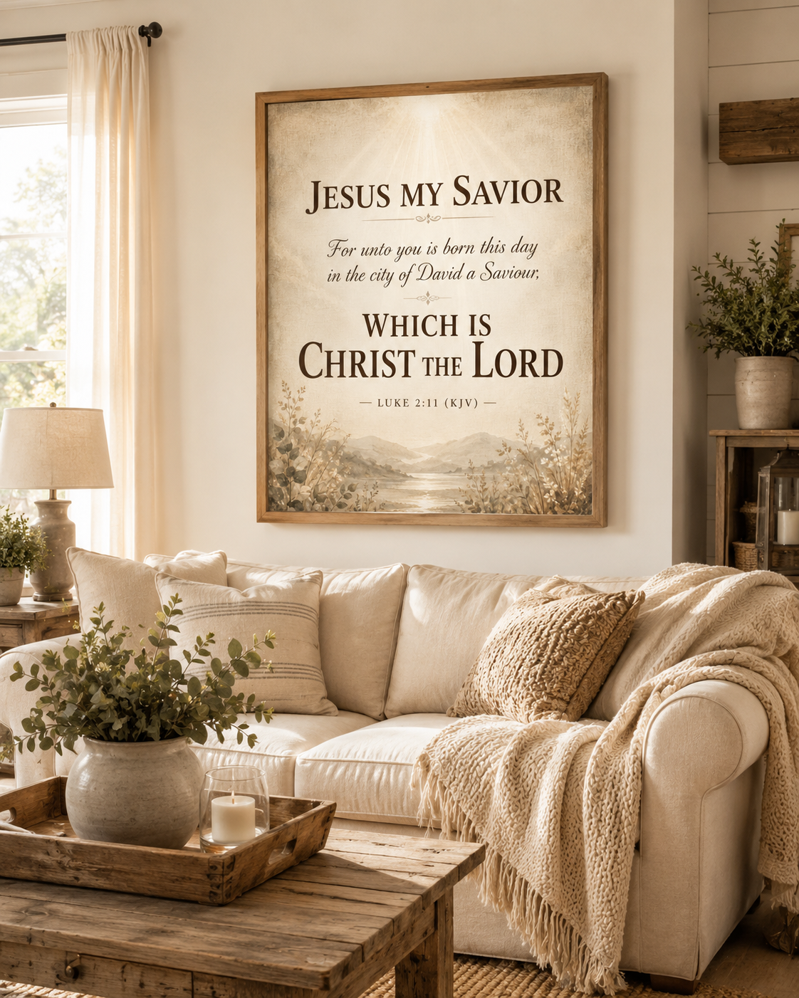 Jesus My Savior Canvas Wall Art — Luke 2:11 Christian Scripture Print - Image 2