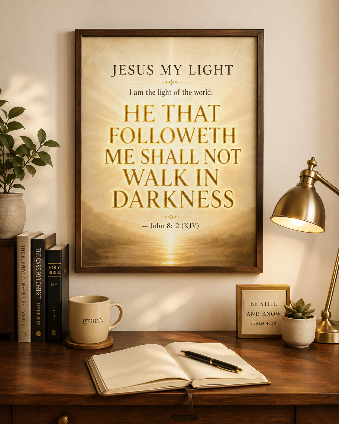 Jesus My Light Canvas Wall Art — John 8:12 KJV Inspirational Bible Verse - Image 3