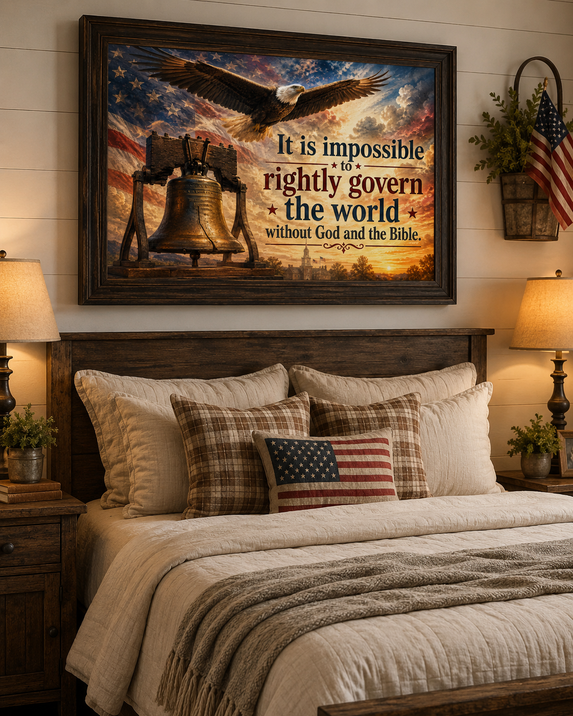 Bald Eagle & Liberty Bell “Without God and the Bible” Patriotic Wall Art - Image 3