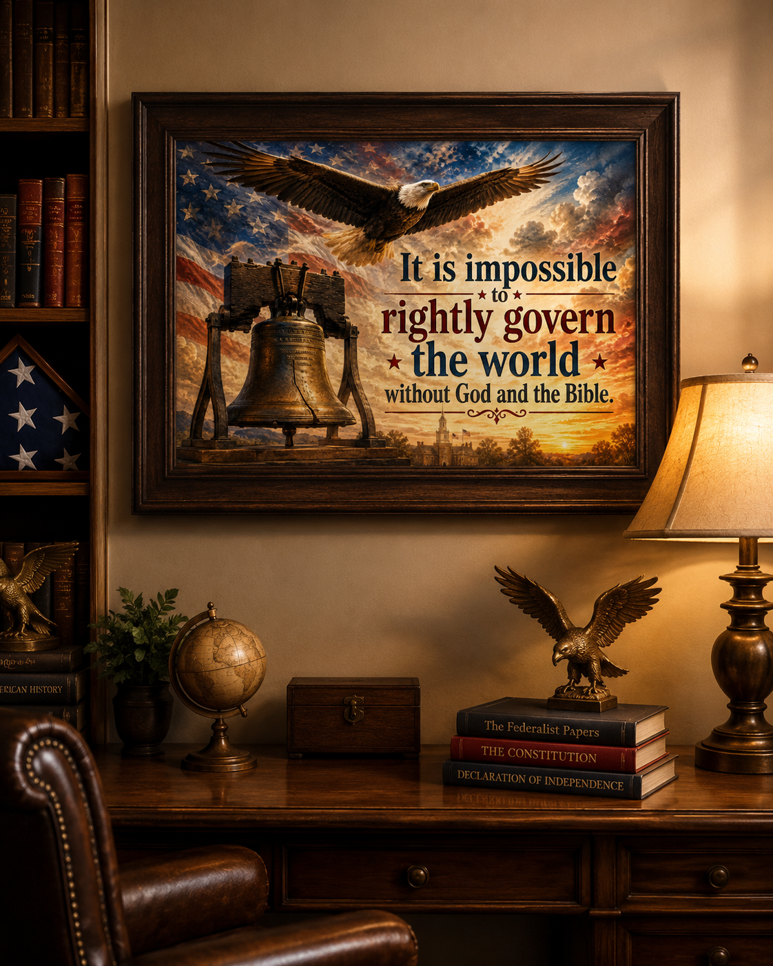 Bald Eagle & Liberty Bell “Without God and the Bible” Patriotic Wall Art - Image 4