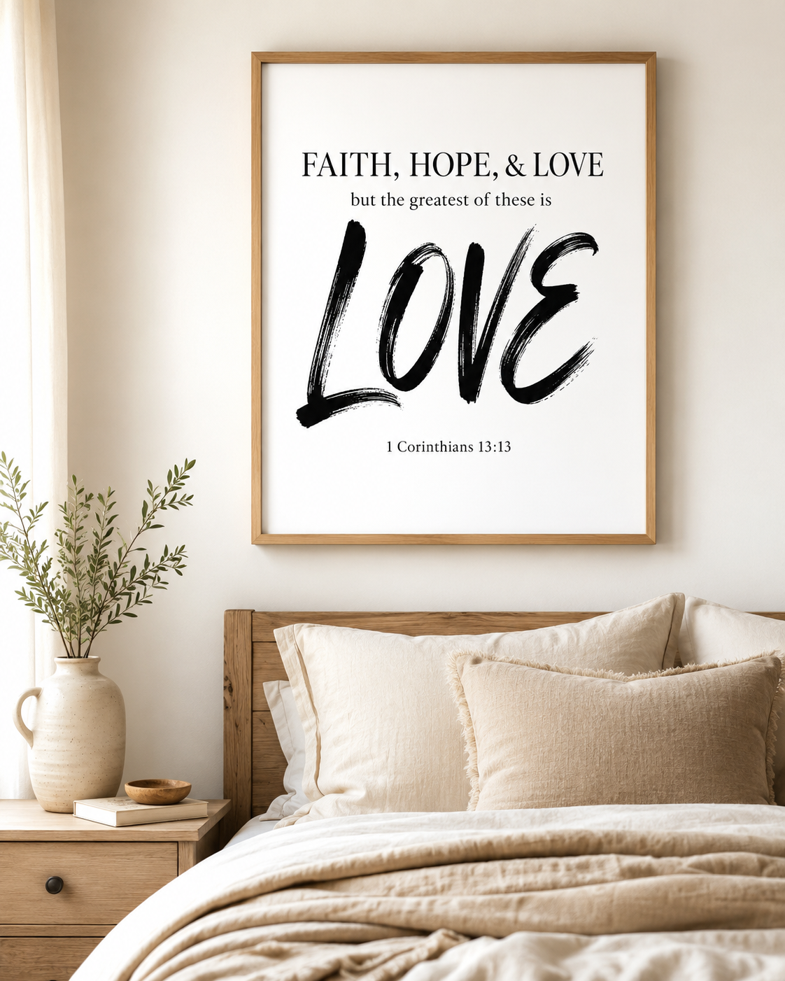 Faith, Hope & Love 1 Corinthians 1313 Typography Wall Art