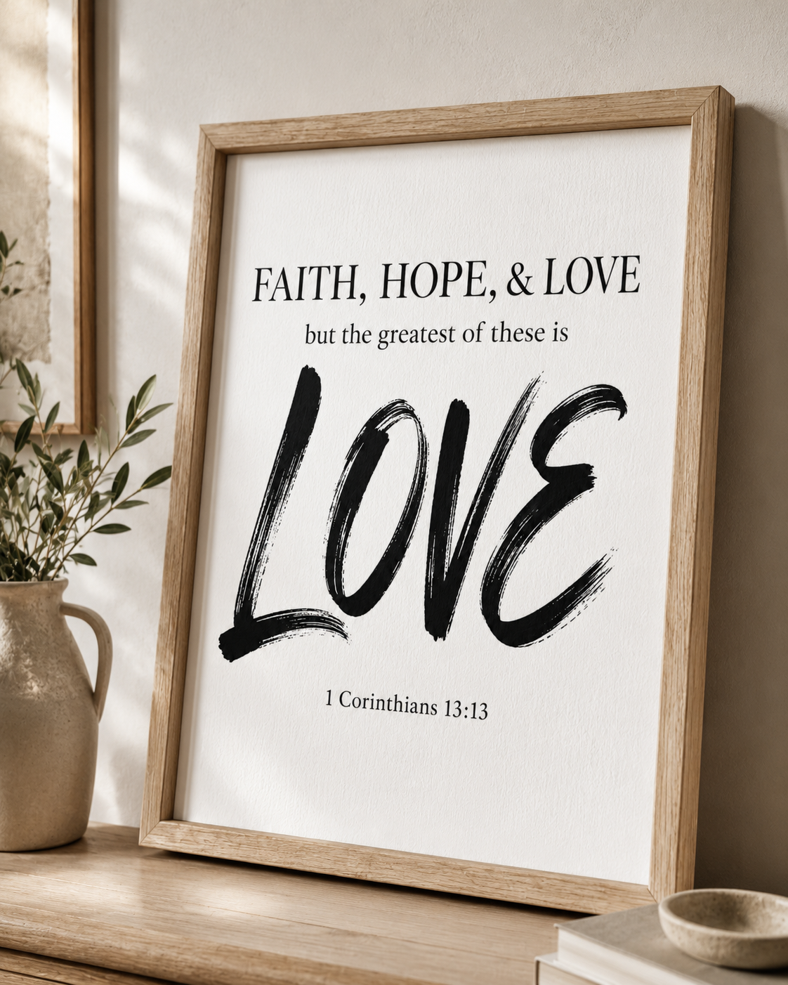 Faith, Hope & Love 1 Corinthians 1313 Typography Wall Art - Image 3