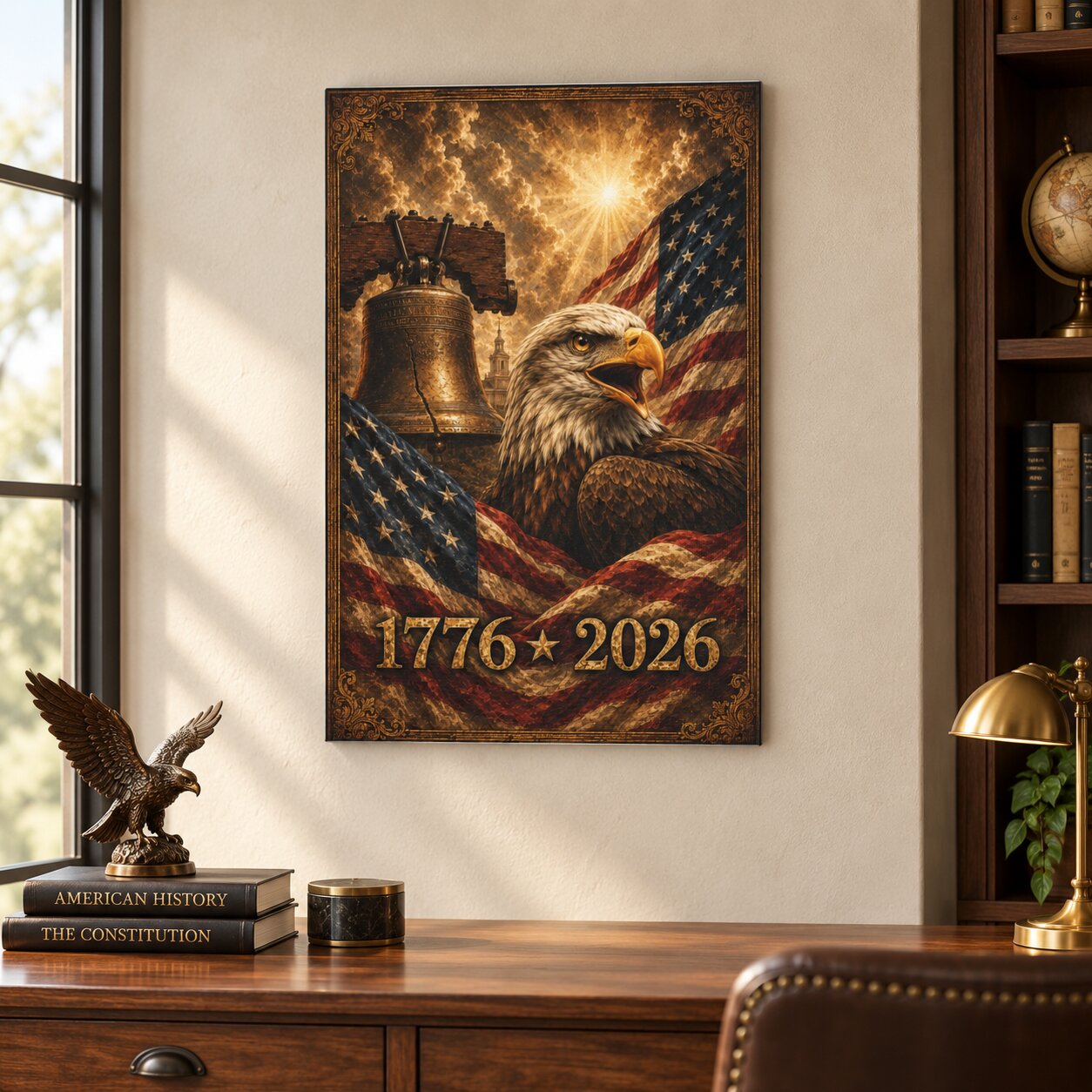 1776–2026 American Eagle & Liberty Bell Patriotic Canvas Wall Art | America’s 250th Anniversary | Patriotic Gift