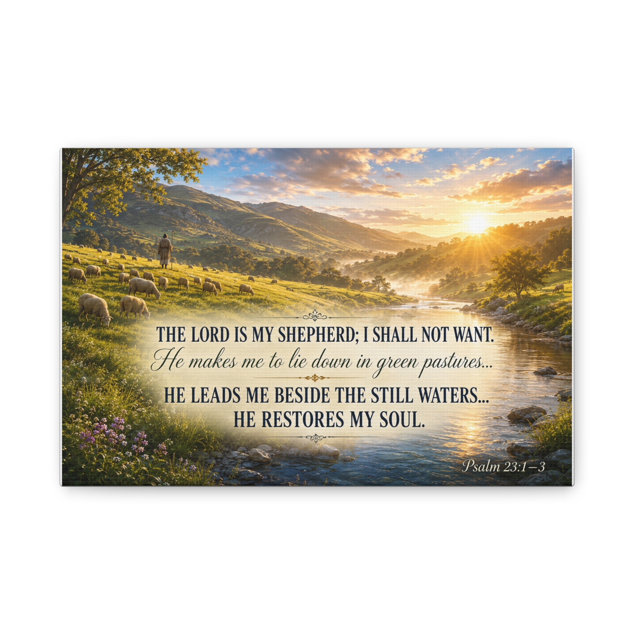 Psalm 23 The Lord Is My Shepherd Canvas Wall Art | Comforting Christian Scripture Decor | Faith Gift - Image 4