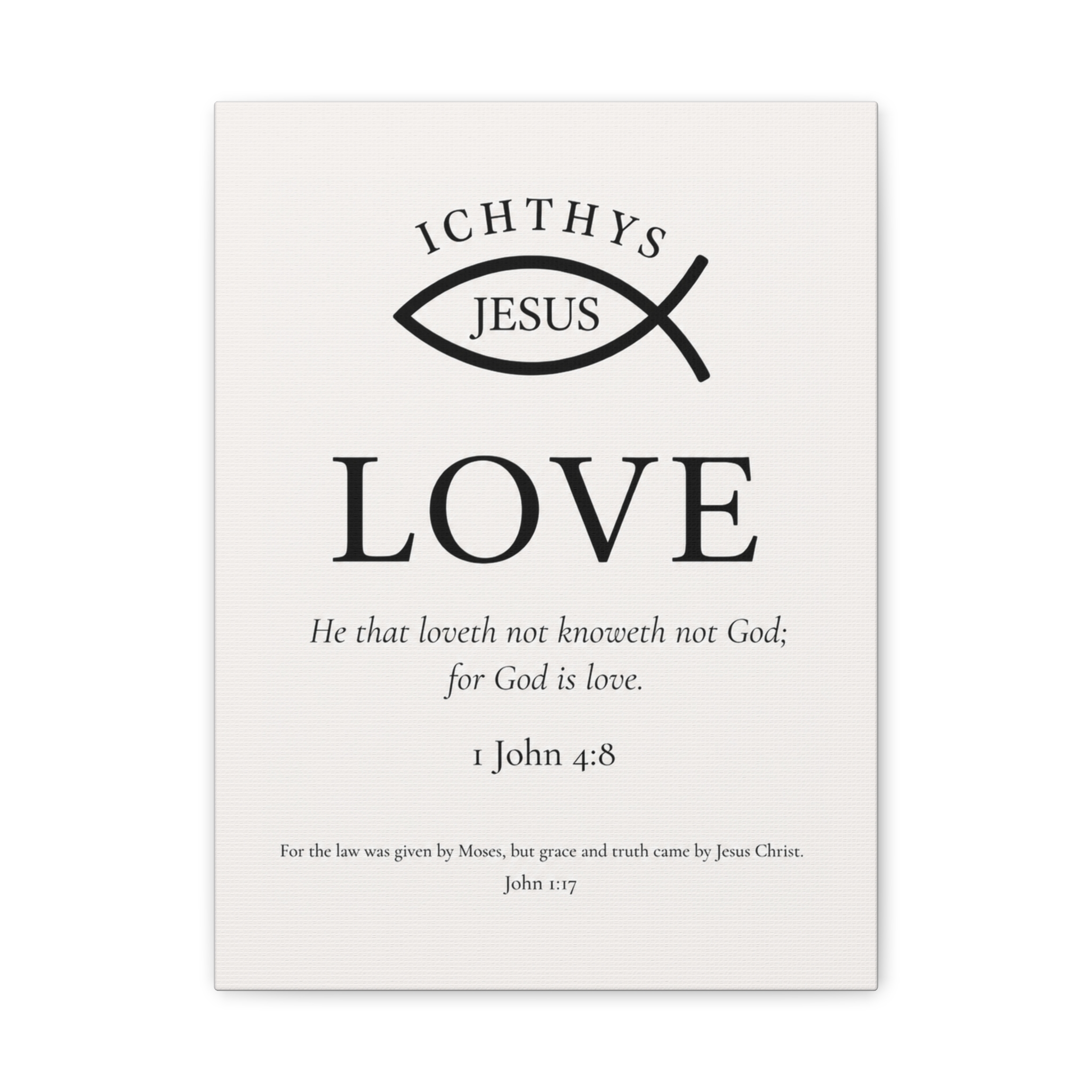 Ichthys Jesus Love 1 John 4:8 Christian Canvas Wall Art - Image 2