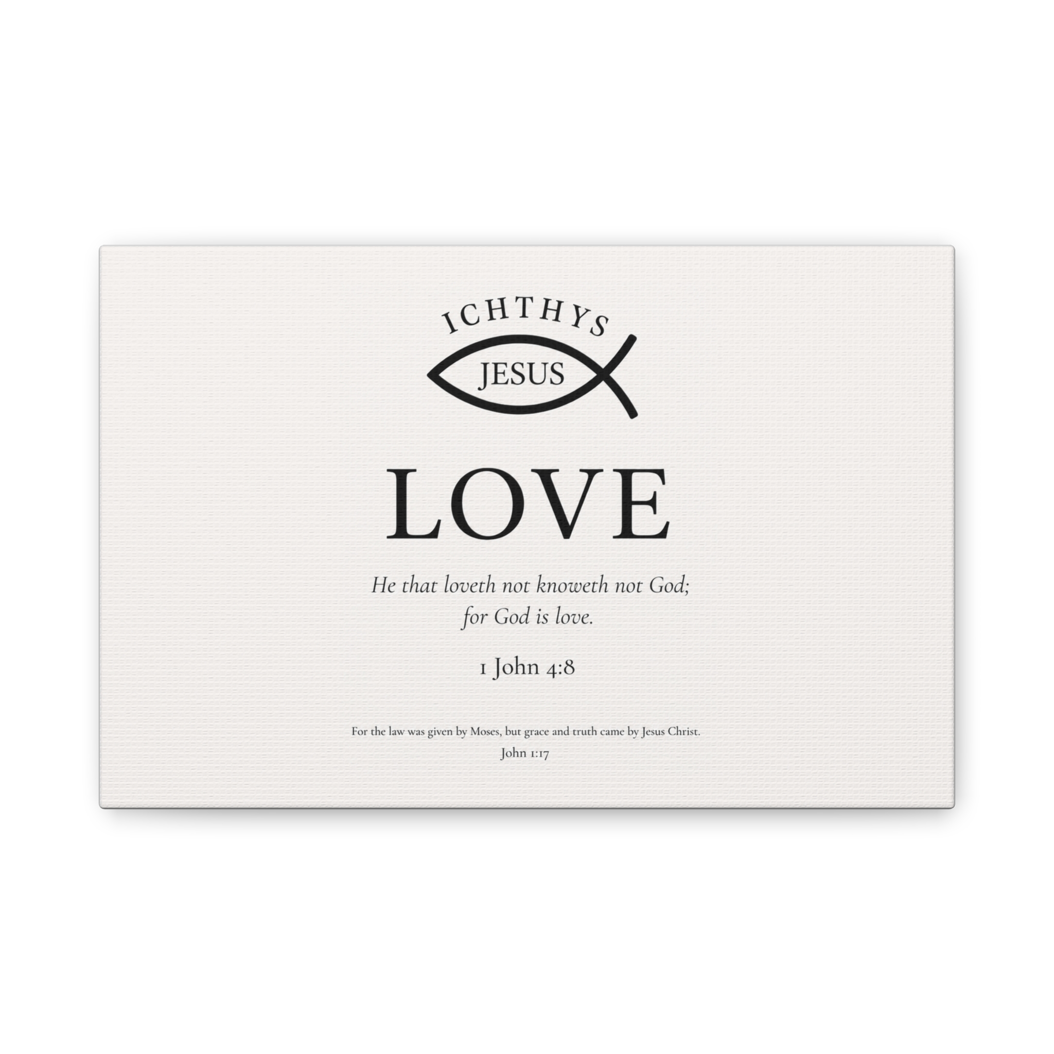 Ichthys Jesus Love 1 John 4:8 Christian Canvas Wall Art - Image 4
