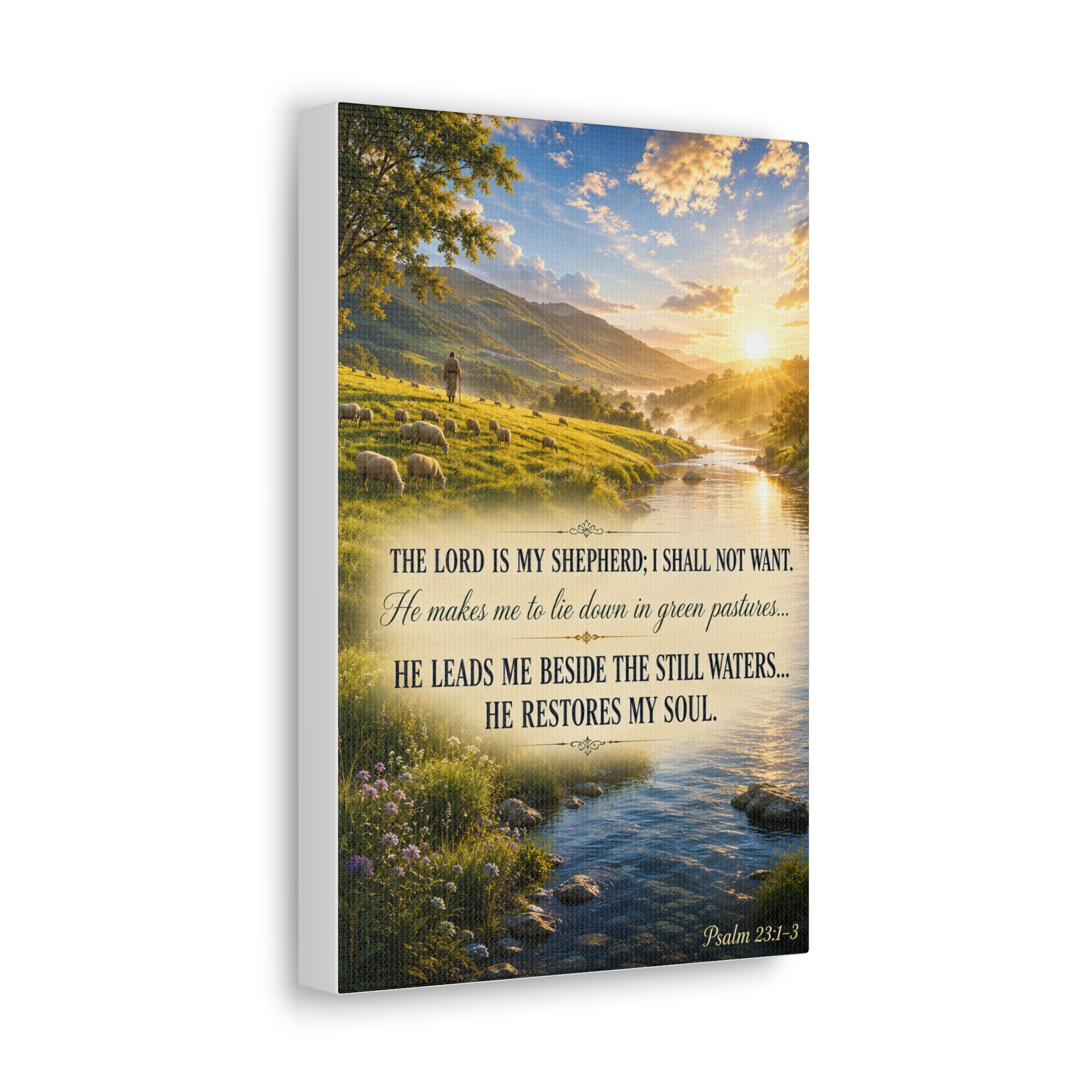 Psalm 23 The Lord Is My Shepherd Canvas Wall Art | Comforting Christian Scripture Decor | Faith Gift - Image 3