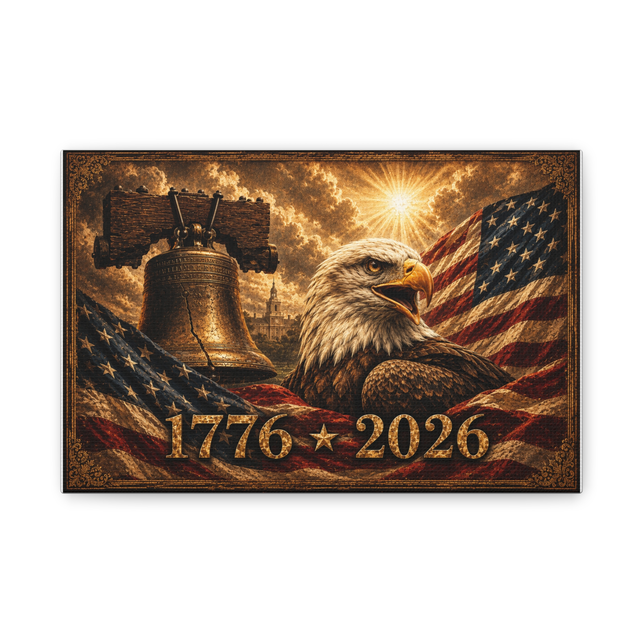 1776–2026 American Eagle & Liberty Bell Patriotic Canvas Wall Art | America’s 250th Anniversary | Patriotic Gift - Image 3
