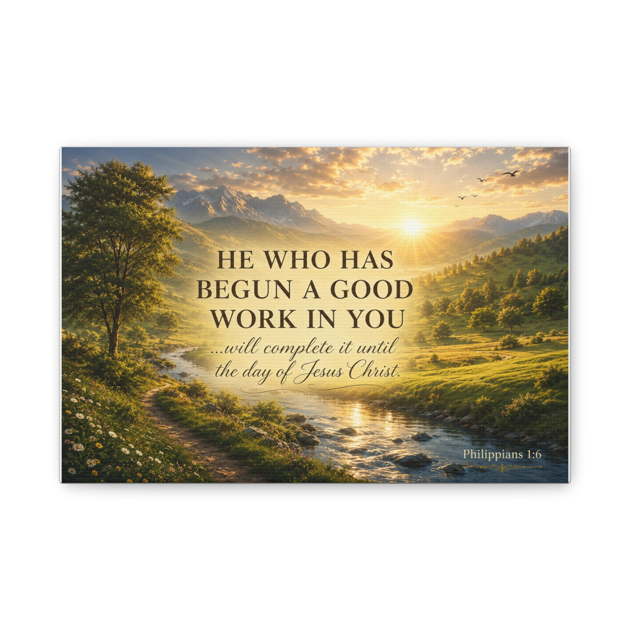 Philippians 1:6 He Who Began a Good Work Canvas Wall Art | Christian Encouragement Decor | Faith Gift - Image 2