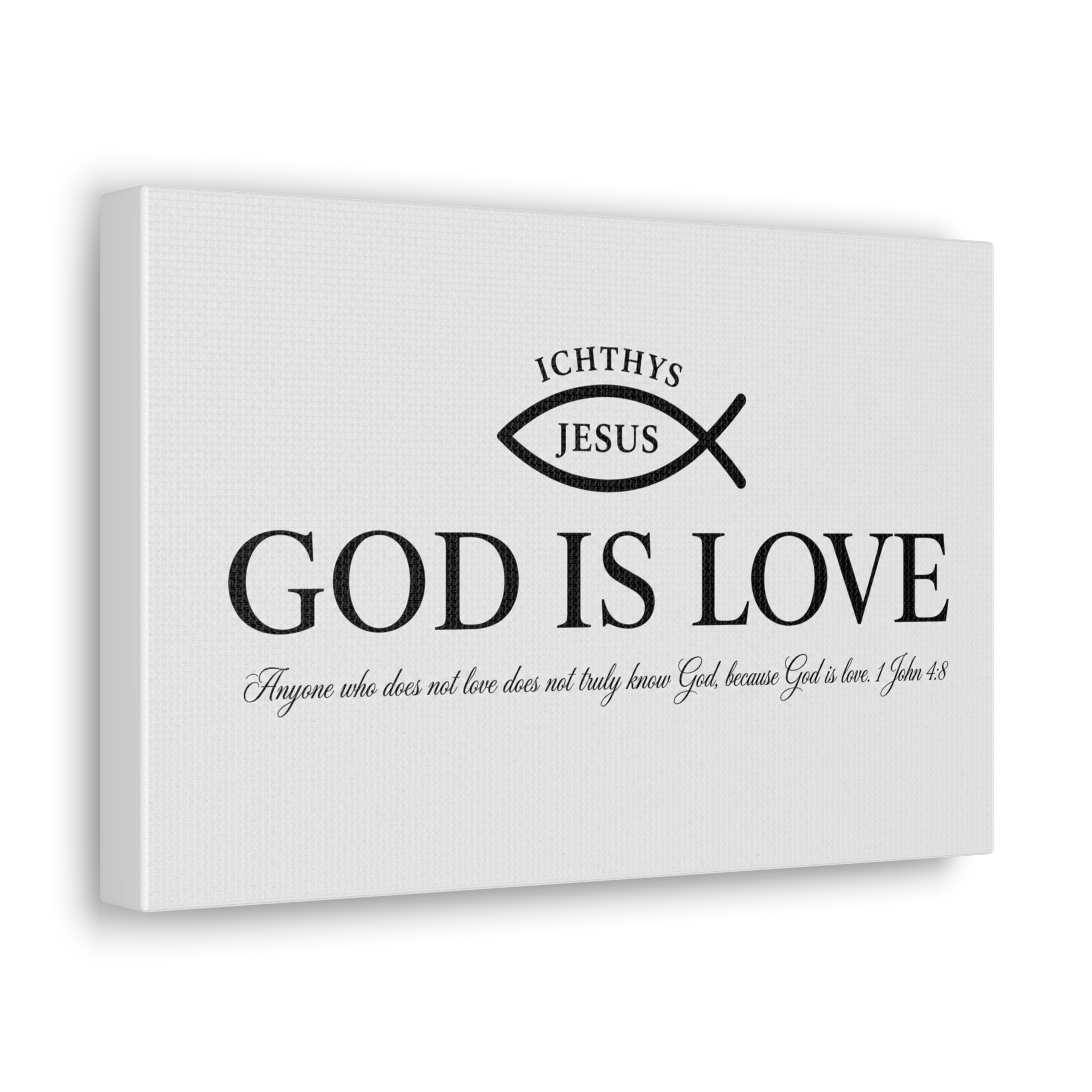 God Is Love 1 John 4:8 Ichthys Canvas Wall Art | Minimalist Christian Decor | Christian Gift - Image 4