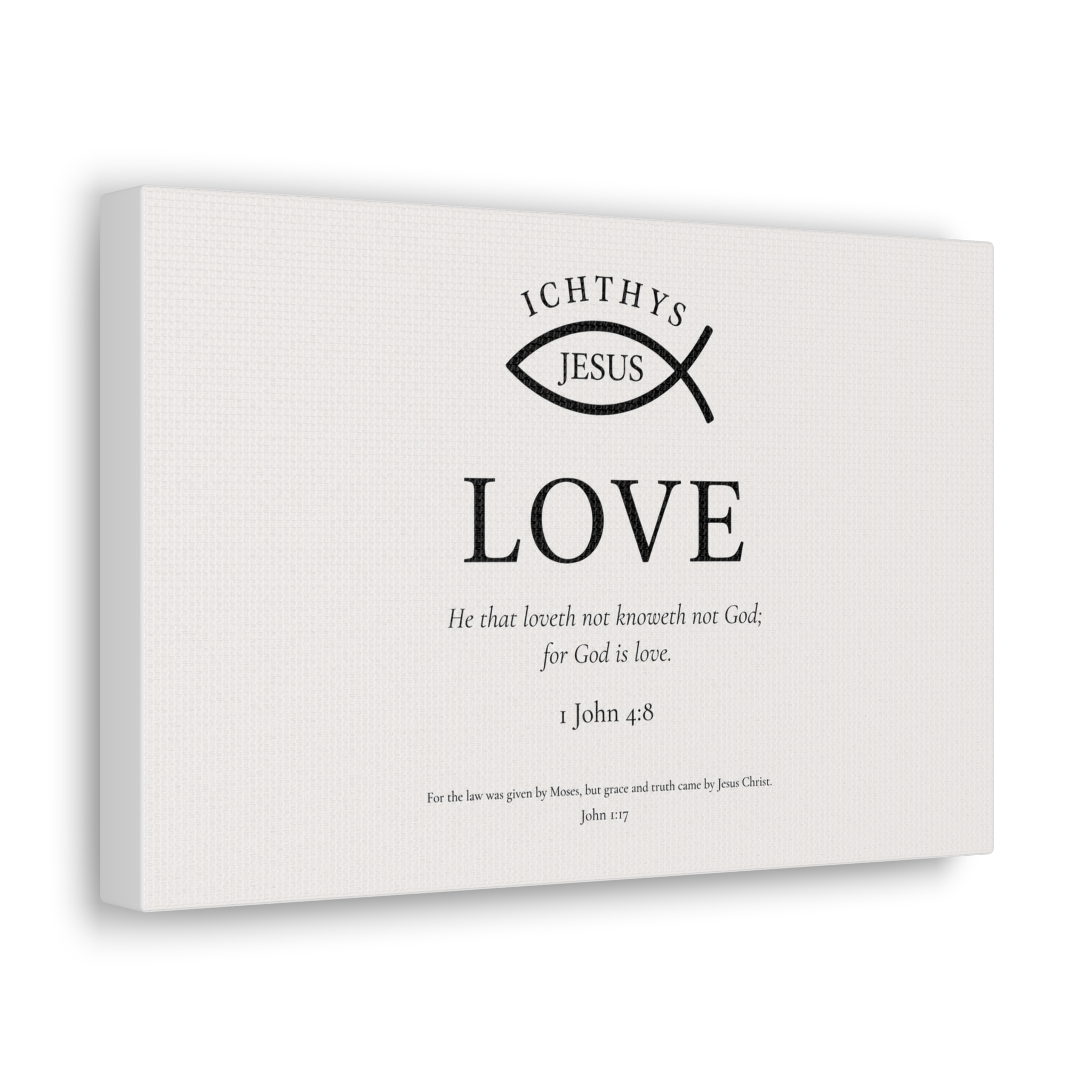 Ichthys Jesus Love 1 John 4:8 Christian Canvas Wall Art - Image 5