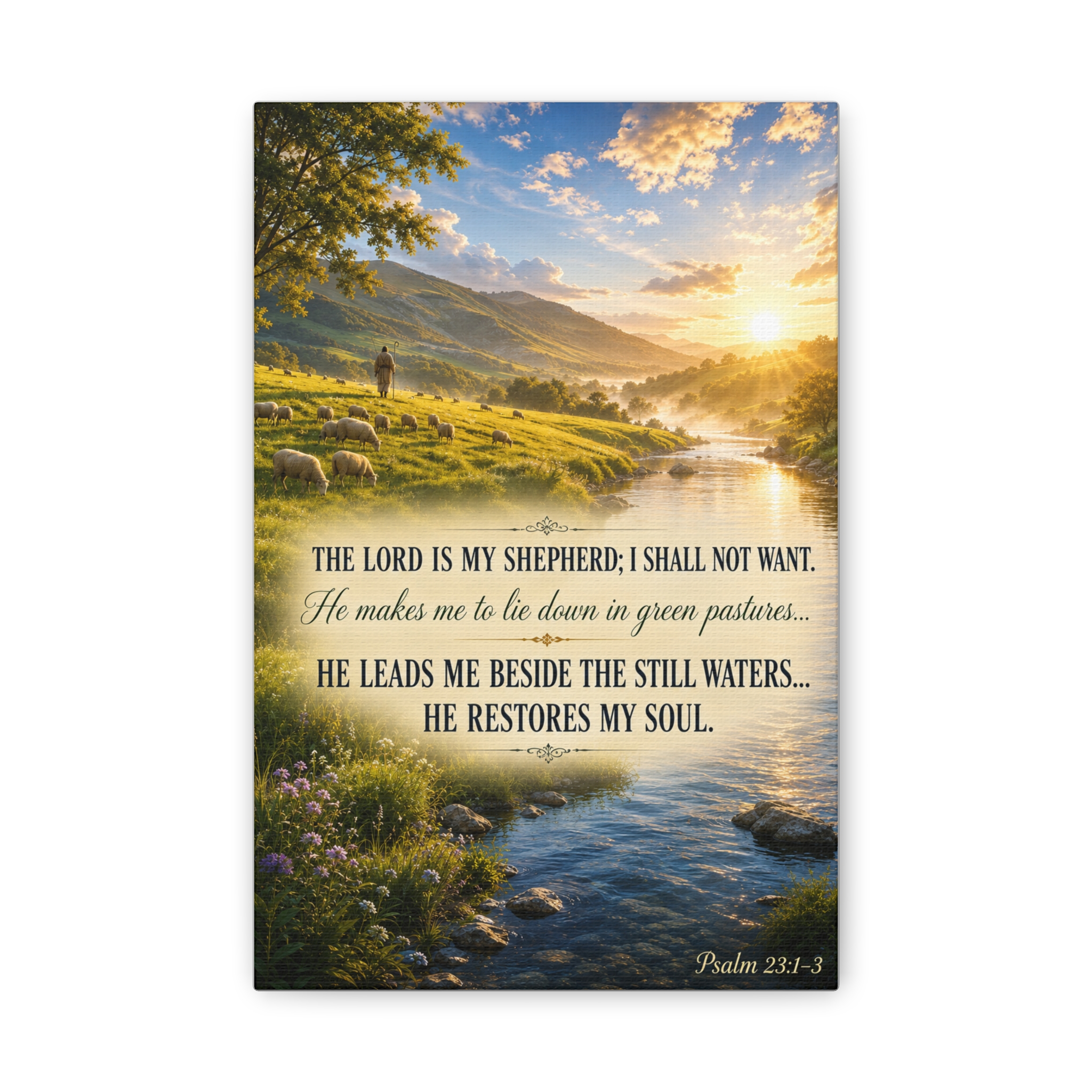 Psalm 23 The Lord Is My Shepherd Canvas Wall Art | Comforting Christian Scripture Decor | Faith Gift - Image 2