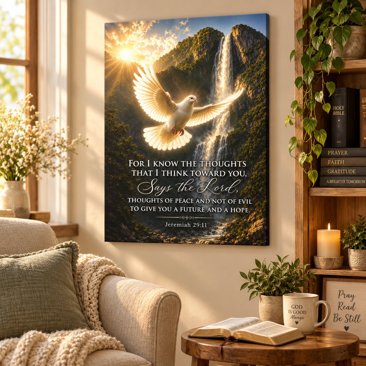 Jeremiah 29:11 For I Know the Plans Canvas Wall Art | Hope & Future Scripture Decor | Faith Gift
