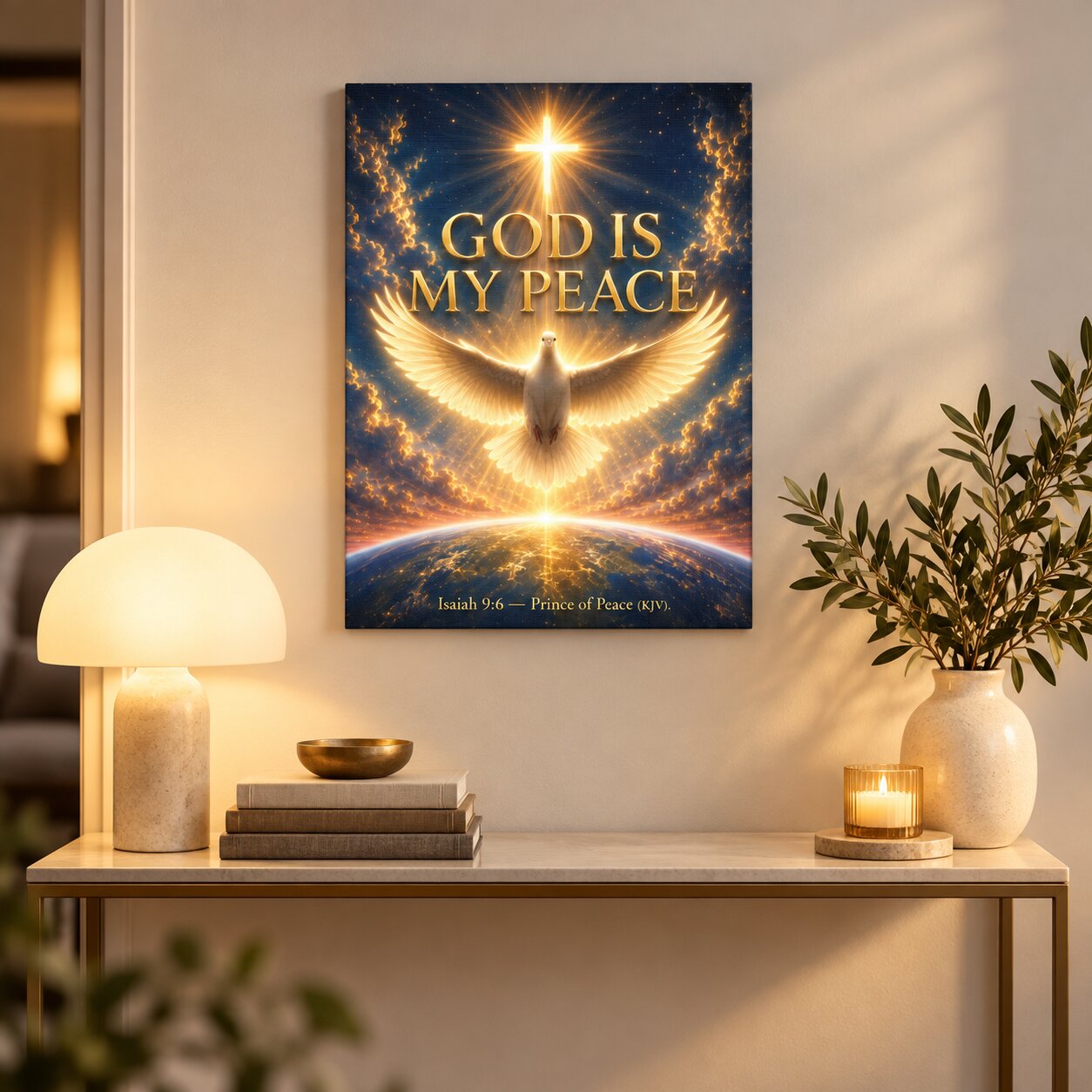 My Peace I Give You Canvas Wall Art | Calming Jesus Christian Decor | Faith Gift