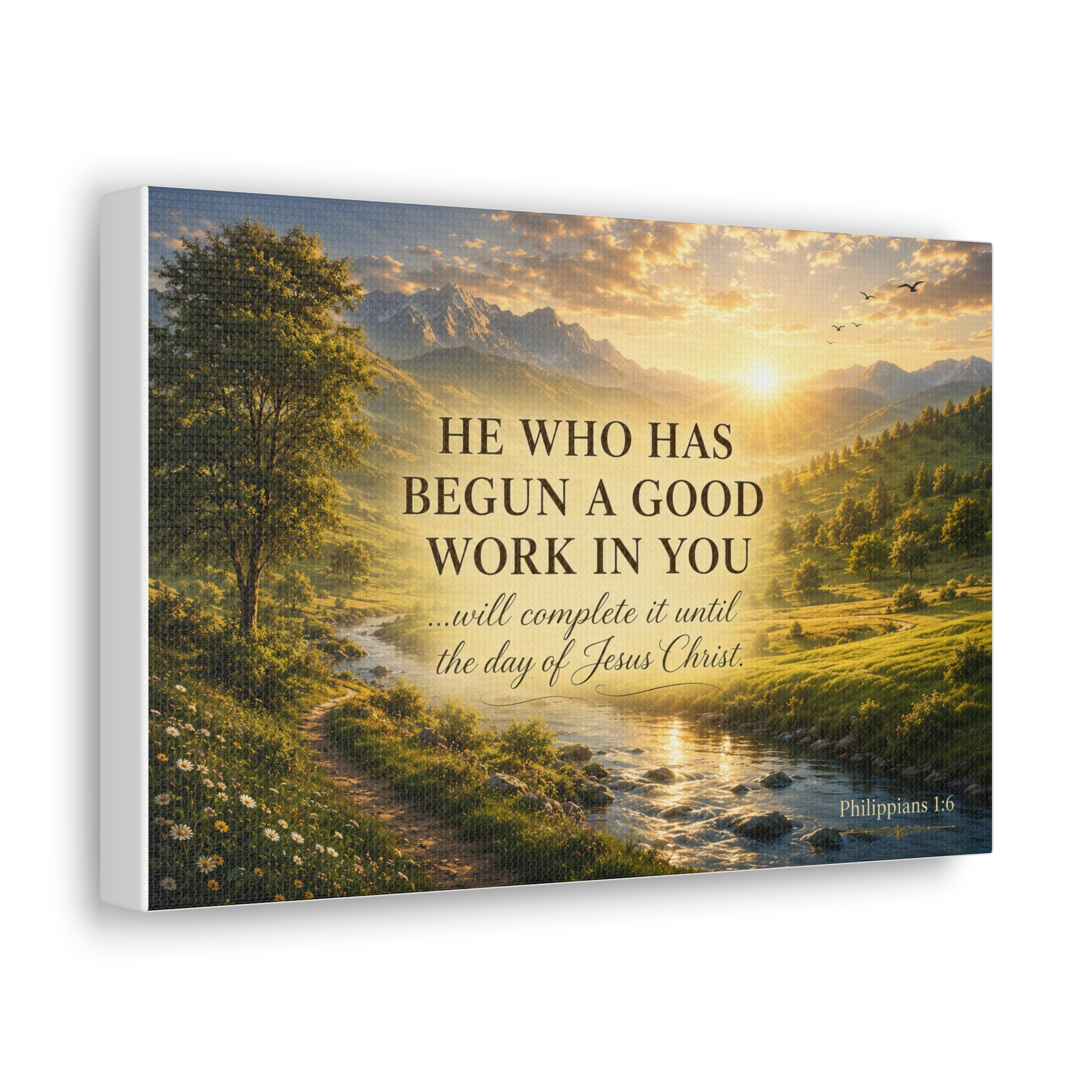 Philippians 1:6 He Who Began a Good Work Canvas Wall Art | Christian Encouragement Decor | Faith Gift - Image 3