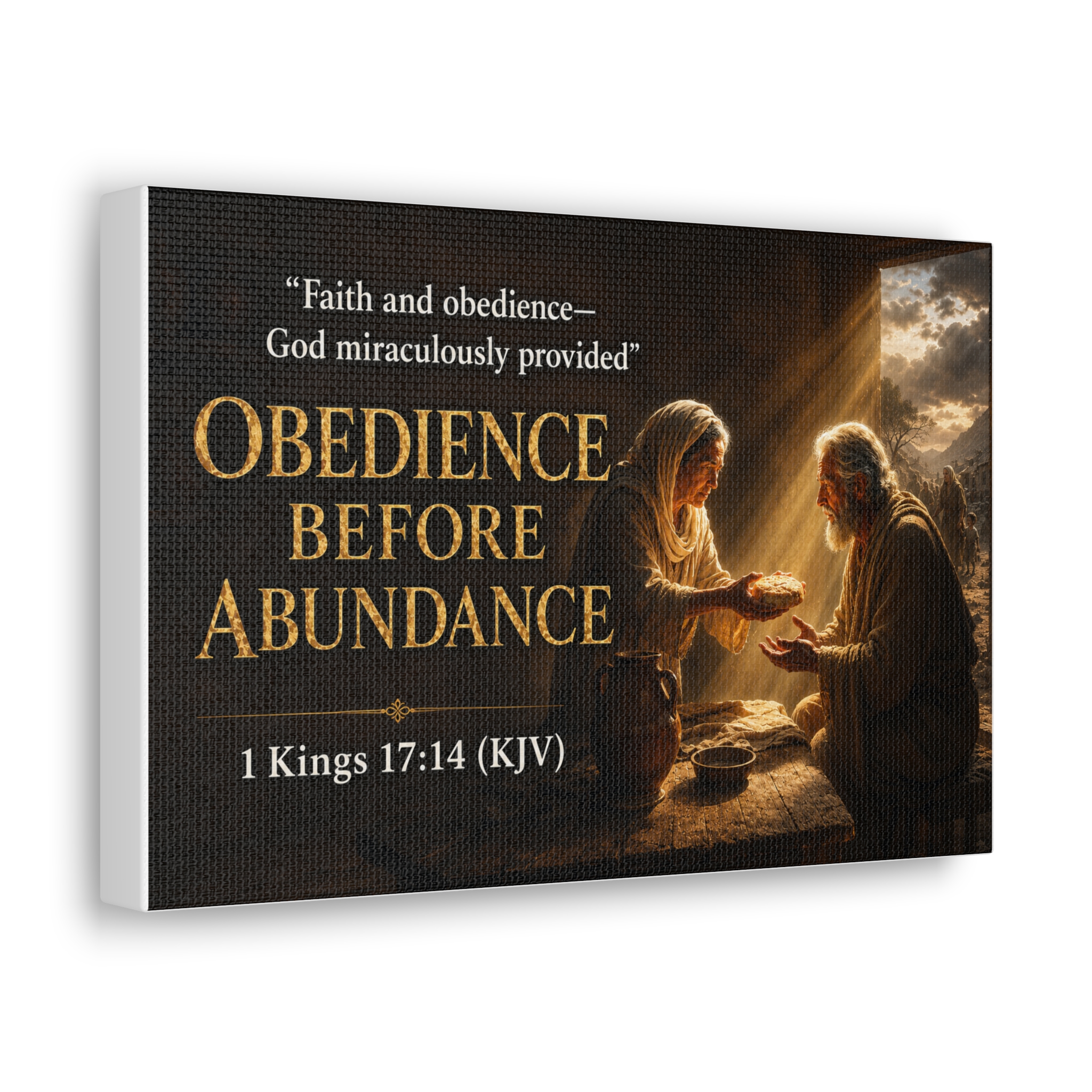 Obedience Before Abundance 1 Kings 17:14 Canvas Wall Art | Elijah & Widow Christian Decor | Faith Gift - Image 5