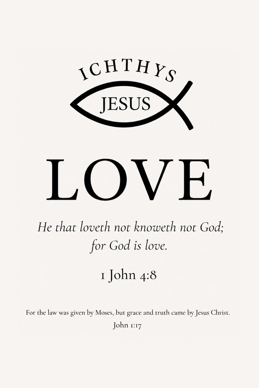 Ichthys Jesus Love 1 John 4:8 Christian Canvas Wall Art-Digital Art