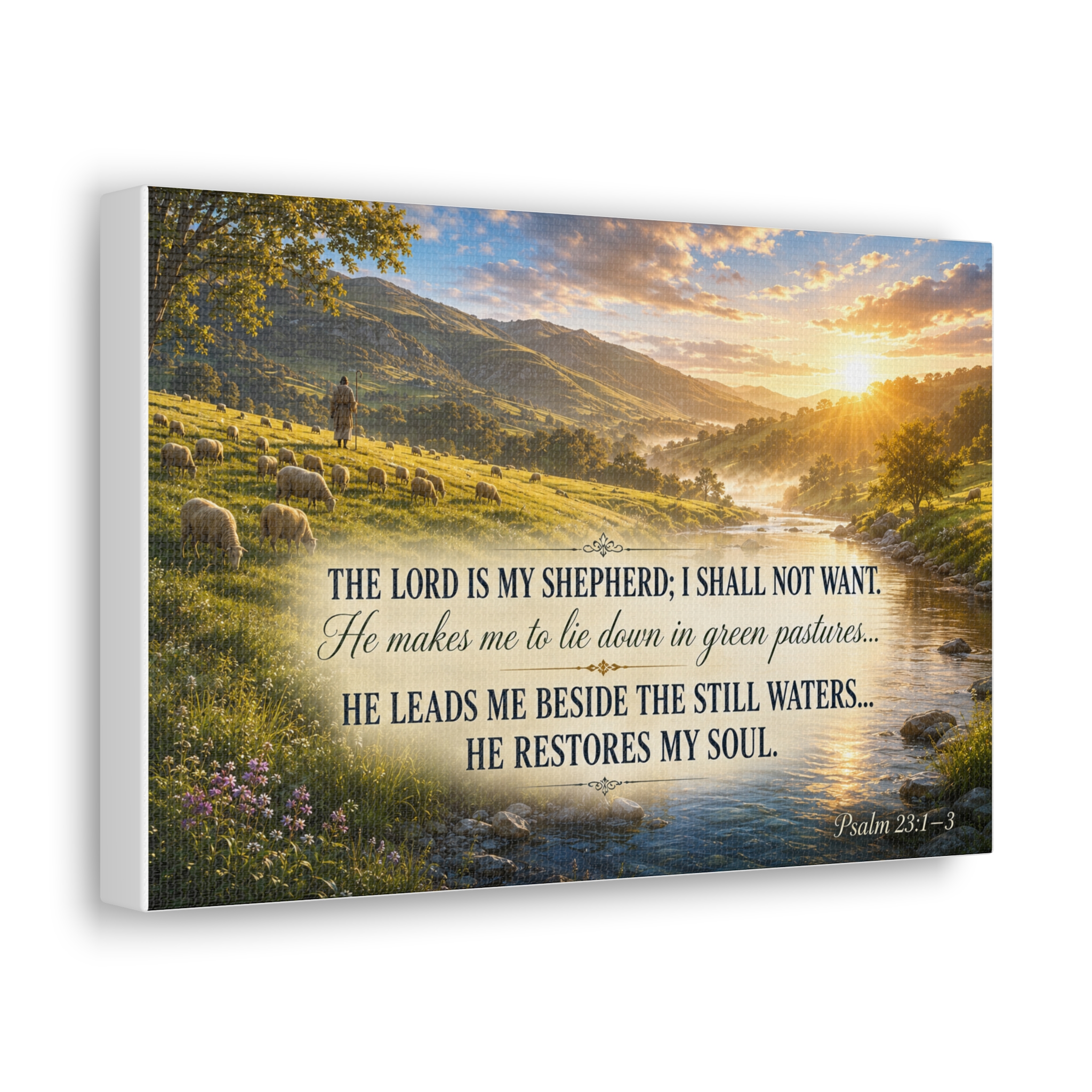 Psalm 23 The Lord Is My Shepherd Canvas Wall Art | Comforting Christian Scripture Decor | Faith Gift - Image 5