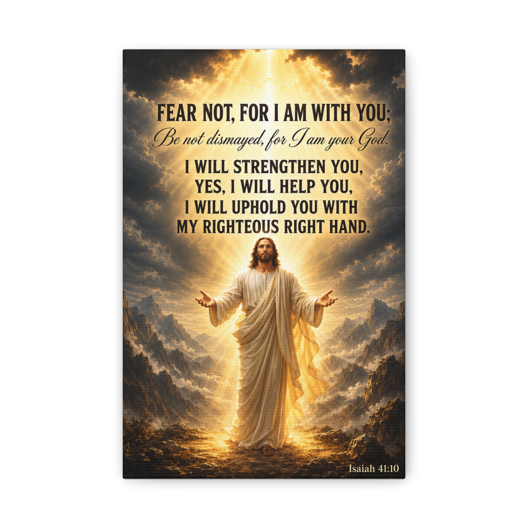 Fear Not Isaiah 41:10 Jesus Canvas Wall Art | Christian Courage & Comfort Decor | Faith Gift - Image 2