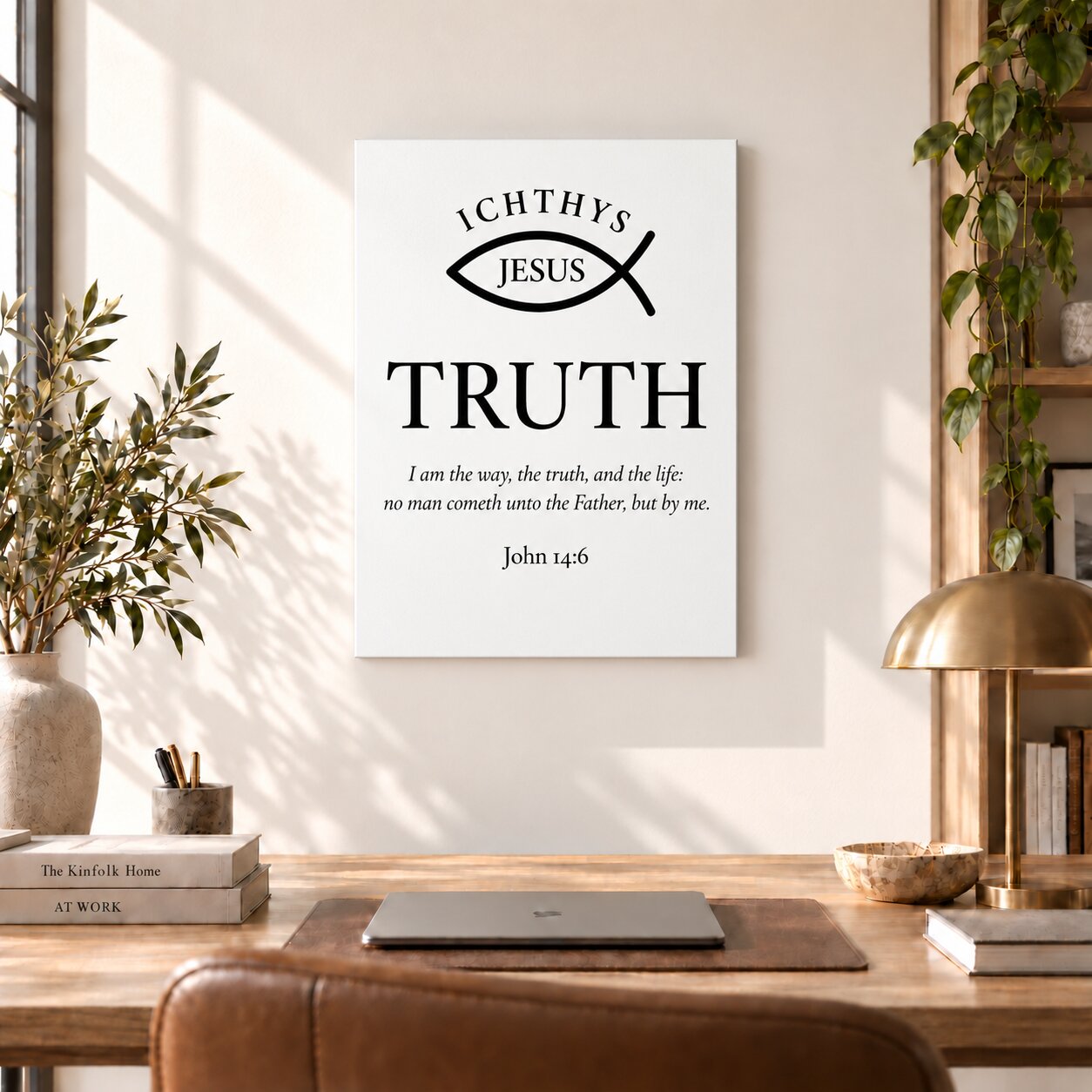 Christian Truth Canvas Wall Art — ICHTHYS Jesus Bible Verse John 14:6