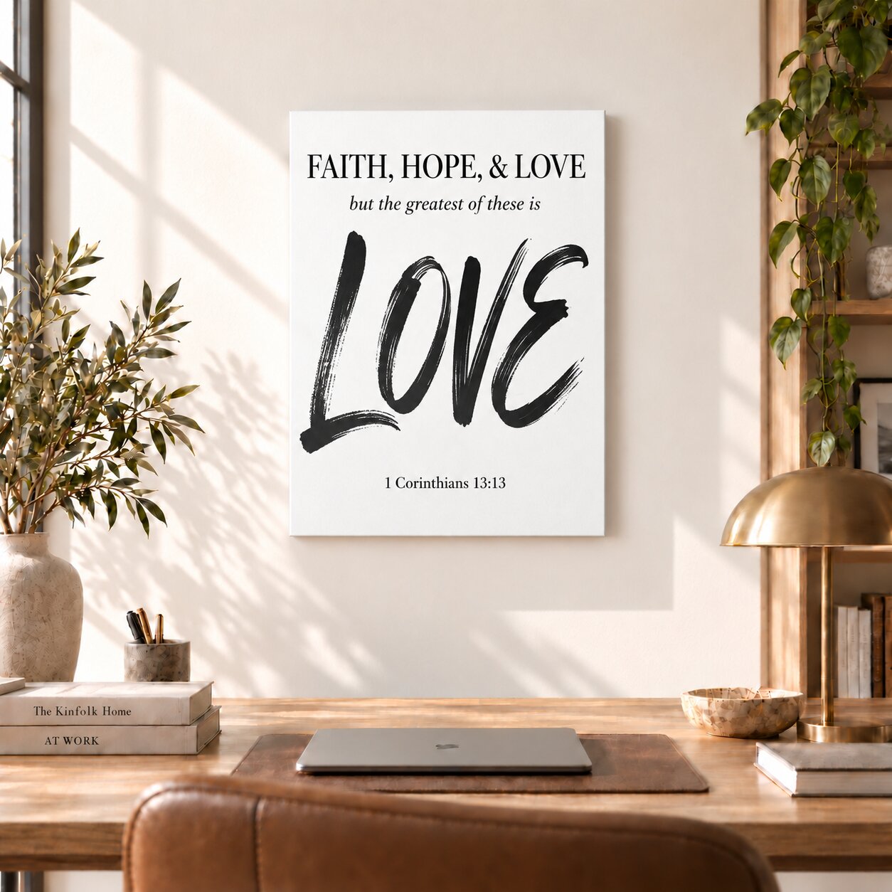 Faith Hope & Love 1 Corinthians 13:13 Canvas Wall Art | Christian Typography Decor | Christian Gift