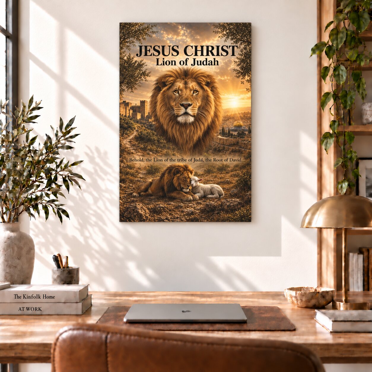 Jesus Christ Lion of Judah Canvas Wall Art | Revelation Christian Wall Decor | Faith Gift