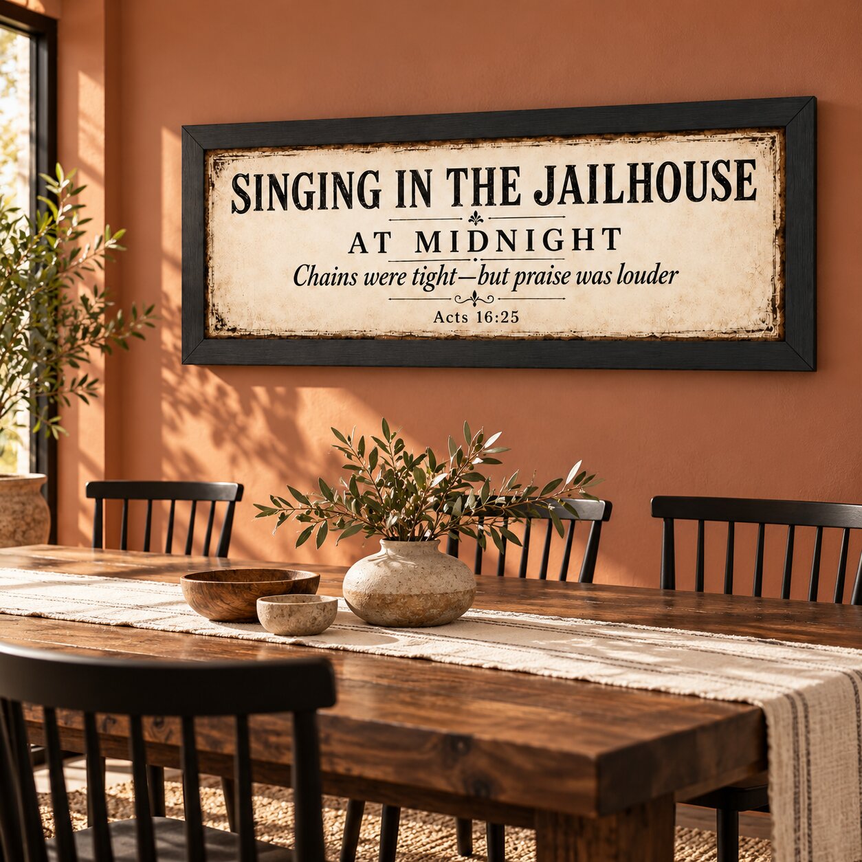 At Midnight Prayer & Praise Acts 16:25 Landscape Wall Art | Paul and Silas Scripture Decor | Faith Gift - Image 5