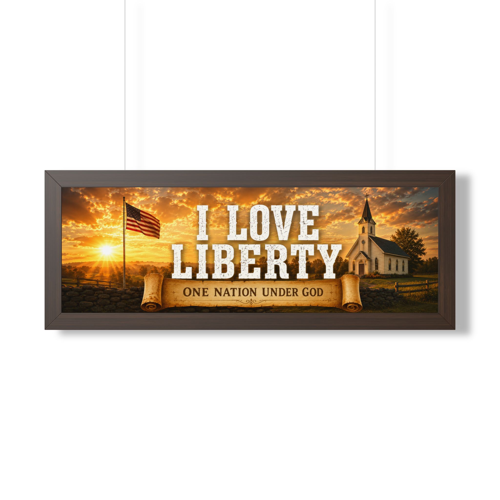 I Love Liberty One Nation Under God Landscape Wall Art | Patriotic Christian Decor | Patriotic Gift - Image 2