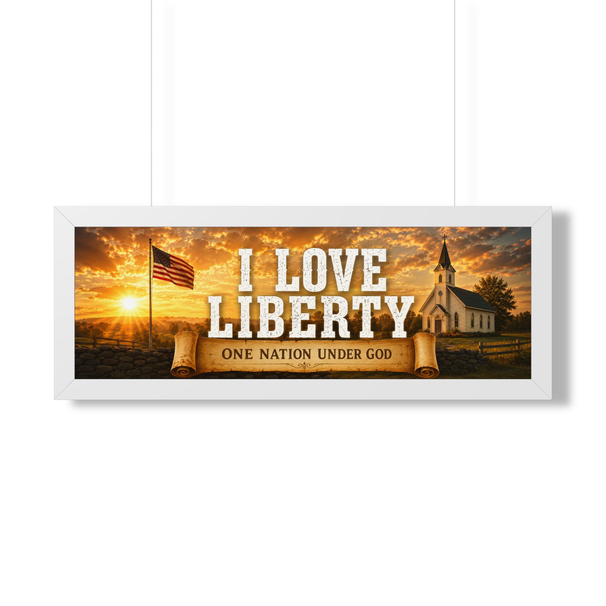 I Love Liberty One Nation Under God Landscape Wall Art | Patriotic Christian Decor | Patriotic Gift - Image 3