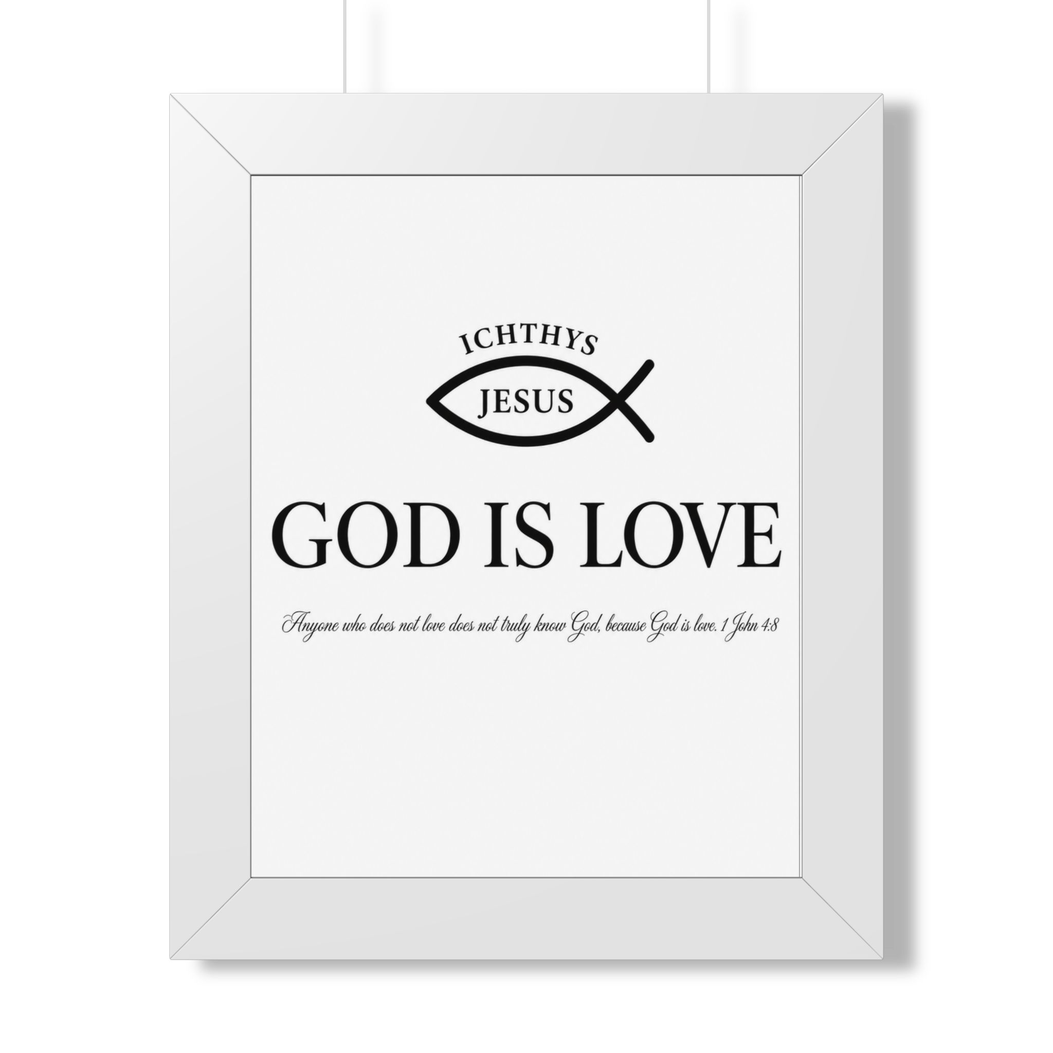 God Is Love 1 John 4:8 Ichthys Portrait Wall Art | Minimalist Christian Decor | Christian Gift - Image 2