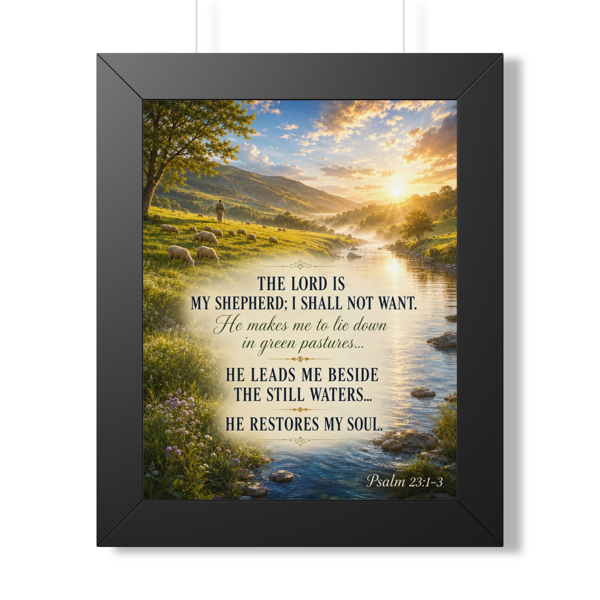 Psalm 23 The Lord Is My Shepherd Portrait Wall Art | Comforting Christian Scripture Decor | Faith Gift - Image 3