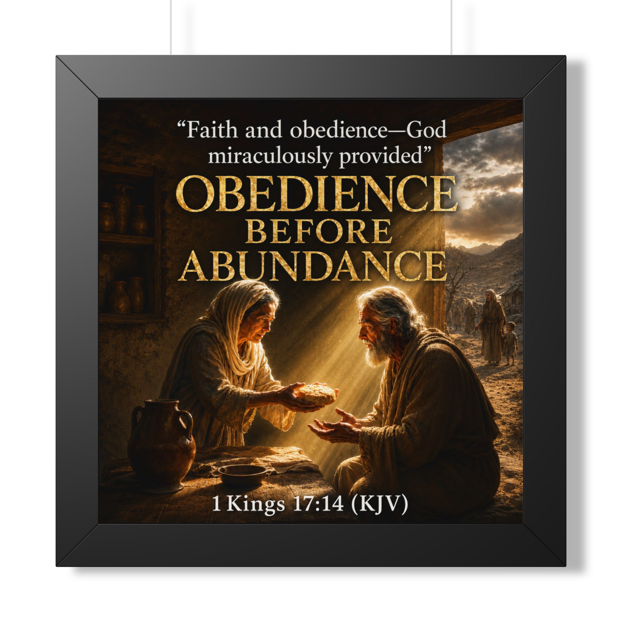 Obedience Before Abundance 1 Kings 17:14 Portrait Wall Art | Elijah & Widow Christian Decor | Faith Gift - Image 2