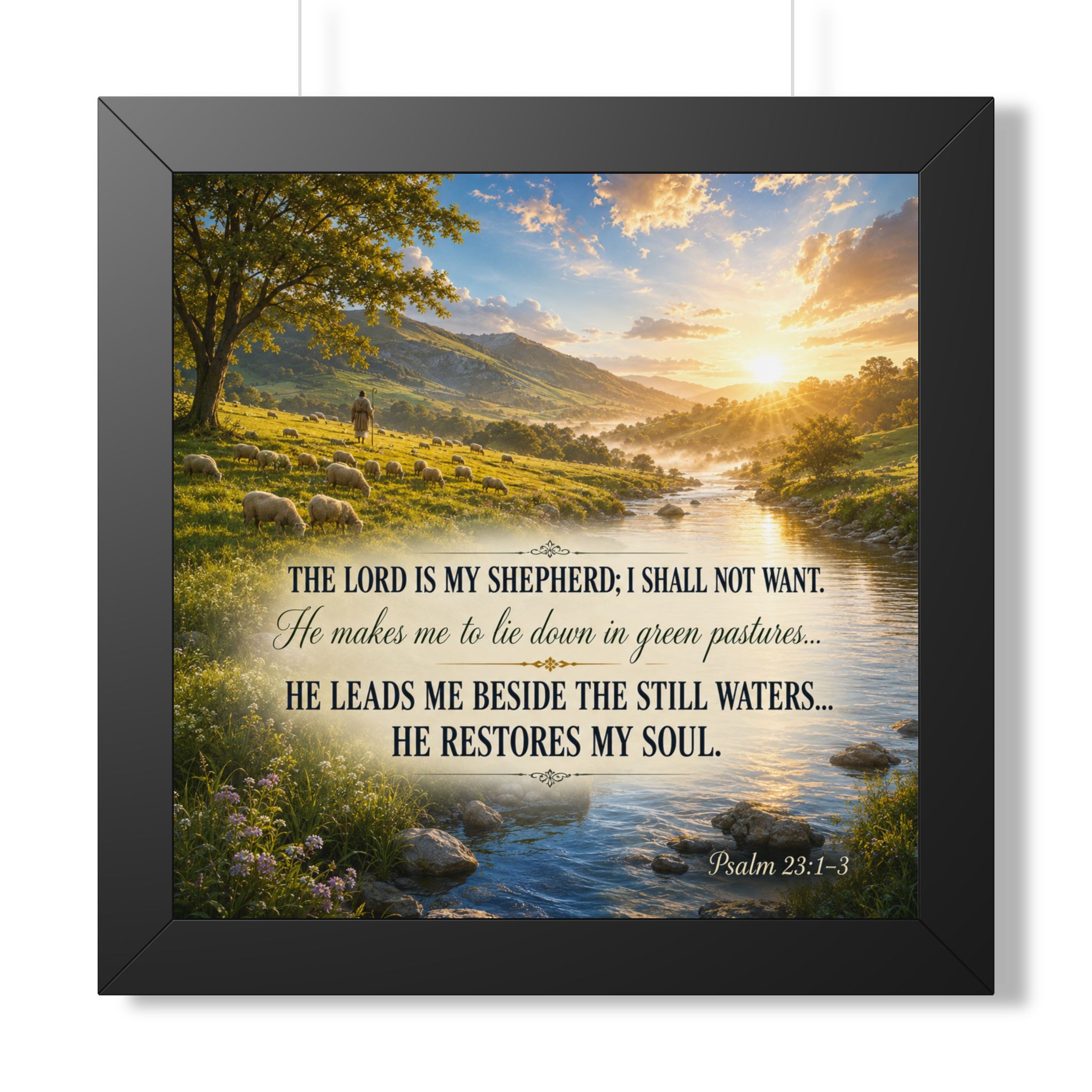 Psalm 23 The Lord Is My Shepherd Portrait Wall Art | Comforting Christian Scripture Decor | Faith Gift - Image 2