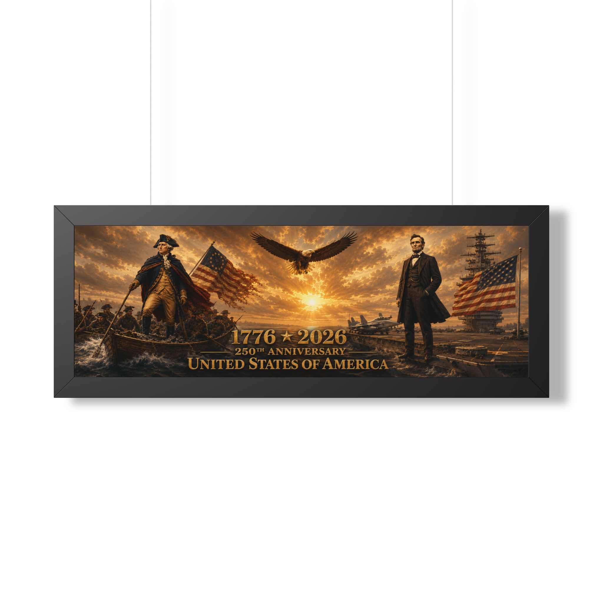 1776–2026 Founding Fathers, Eagle & American Flag Landscape Wall Art | United States 250th Anniversary Decor | Patriotic Gift - Image 4