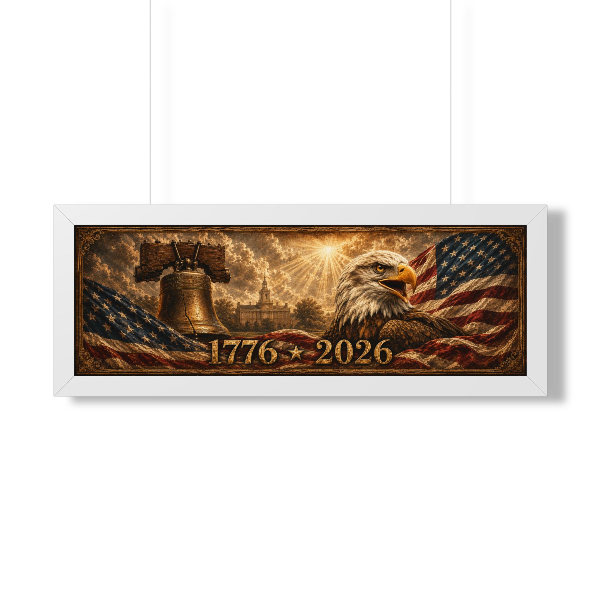 1776–2026 American Eagle & Liberty Bell Patriotic Landscape Wall Art | America’s 250th Anniversary | Patriotic Gift - Image 3