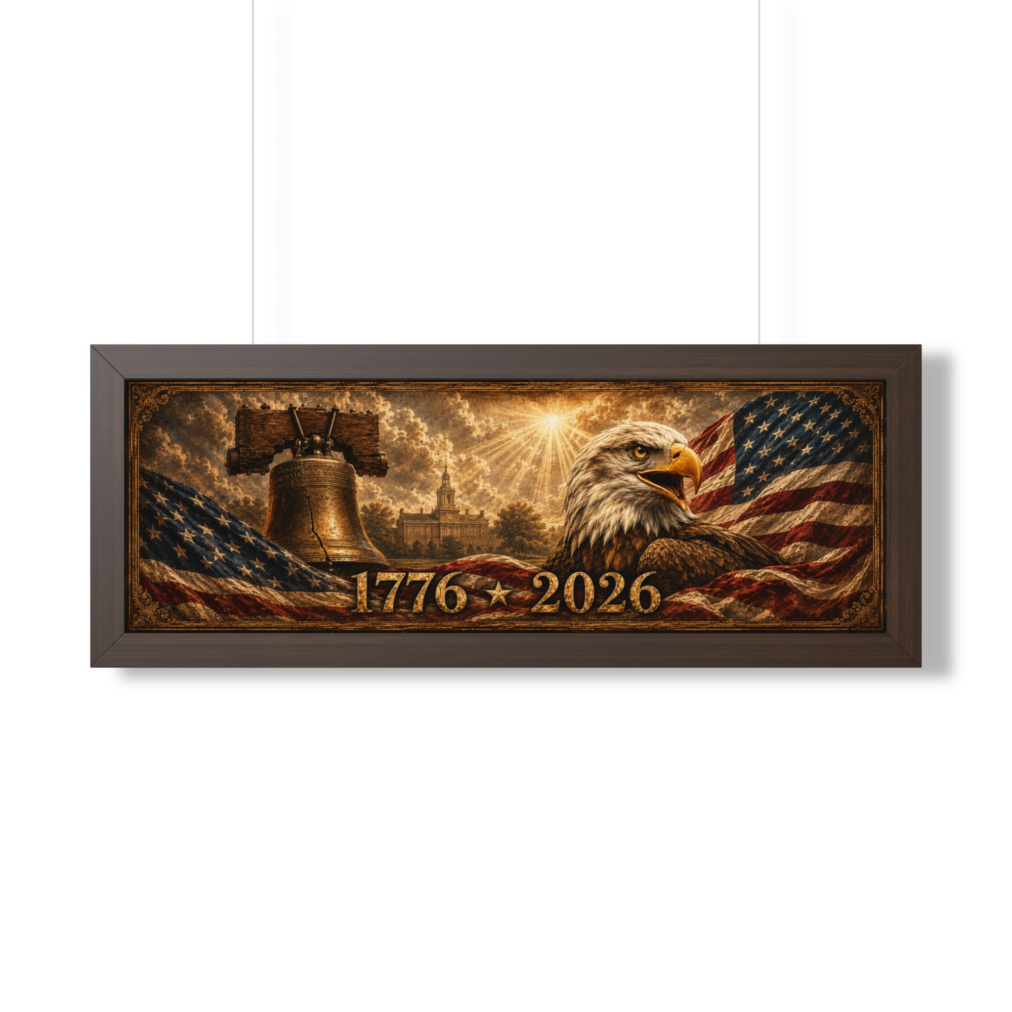 1776–2026 American Eagle & Liberty Bell Patriotic Landscape Wall Art | America’s 250th Anniversary | Patriotic Gift - Image 2
