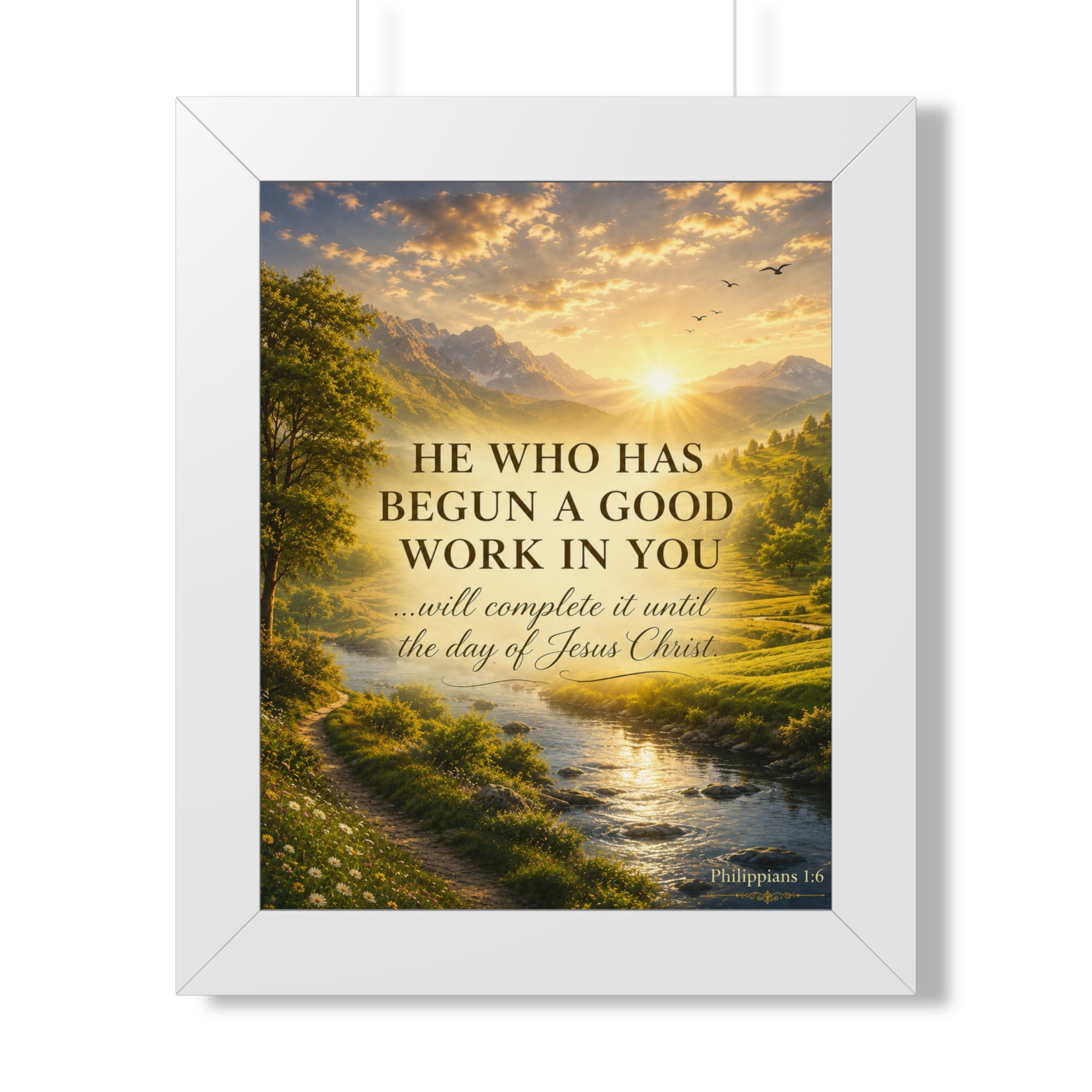 Philippians 1:6 He Who Began a Good Work Portrait Wall Art | Christian Encouragement Decor | Faith Gift - Image 2