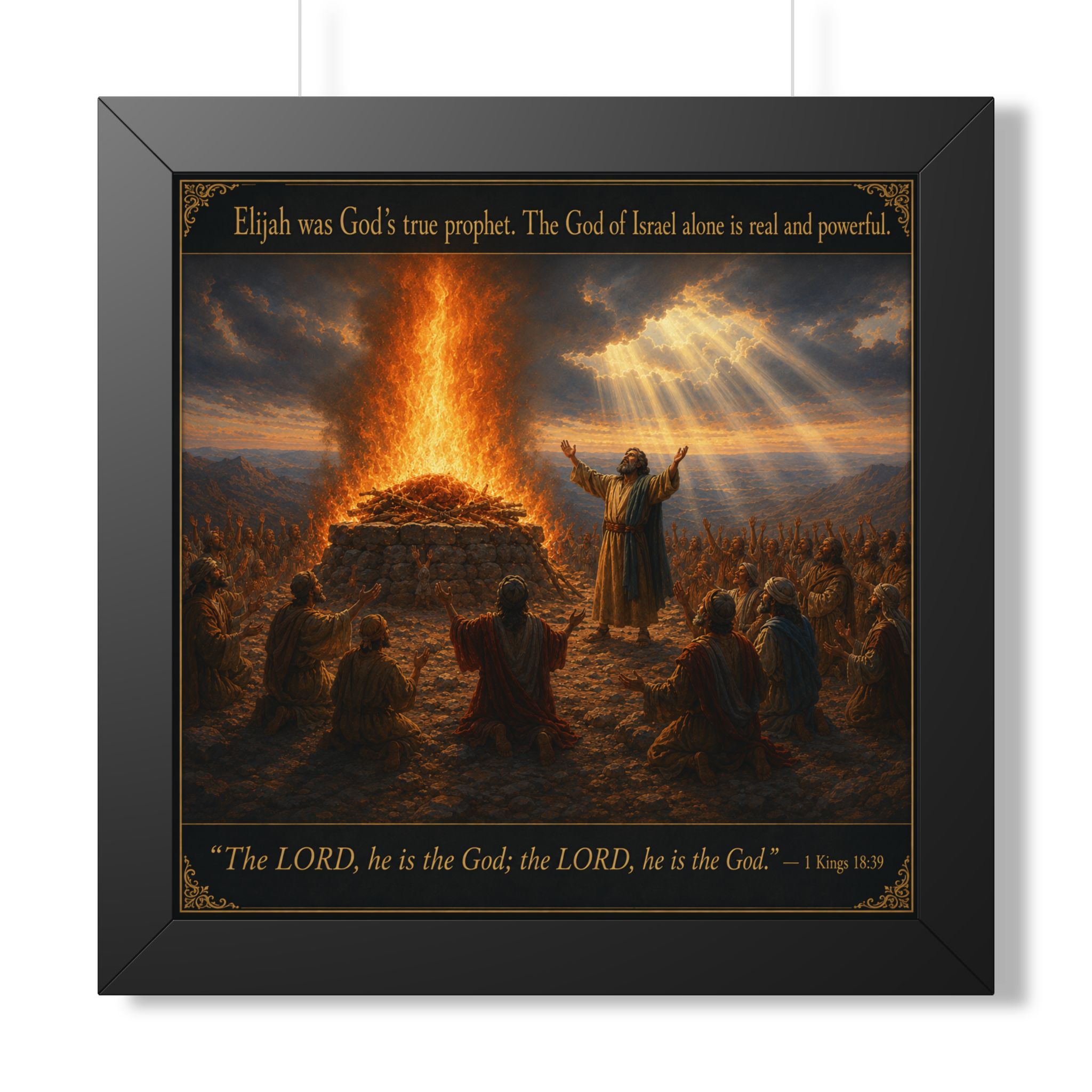 Elijah at Mount Carmel Portrait Wall Art | 1 Kings Biblical Prophet Decor | Faith Gift - Image 2