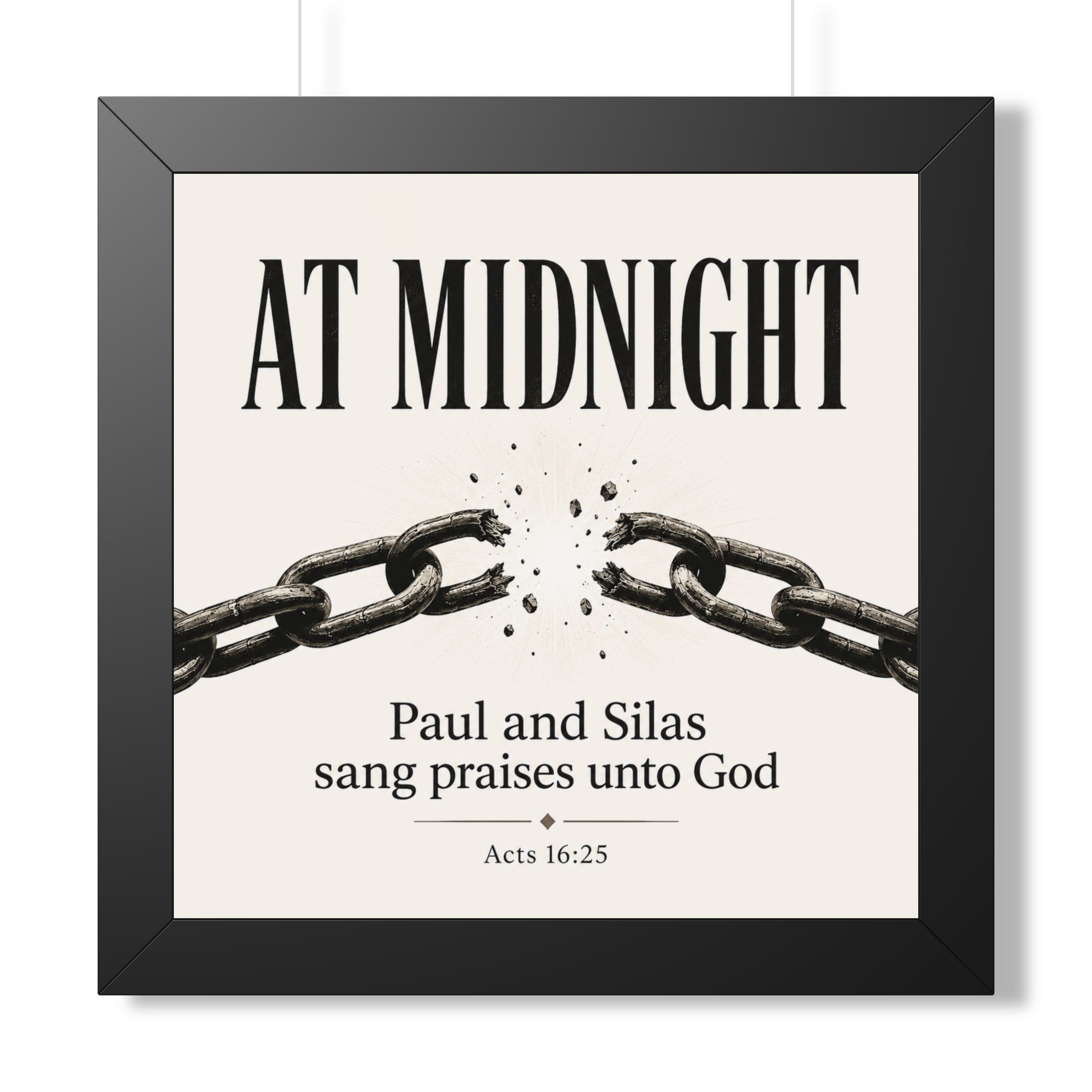 At Midnight Praise Breaks Chains Acts 16:25 Portrait Wall Art | Dark Christian Wall Art | Faith Gift - Image 2