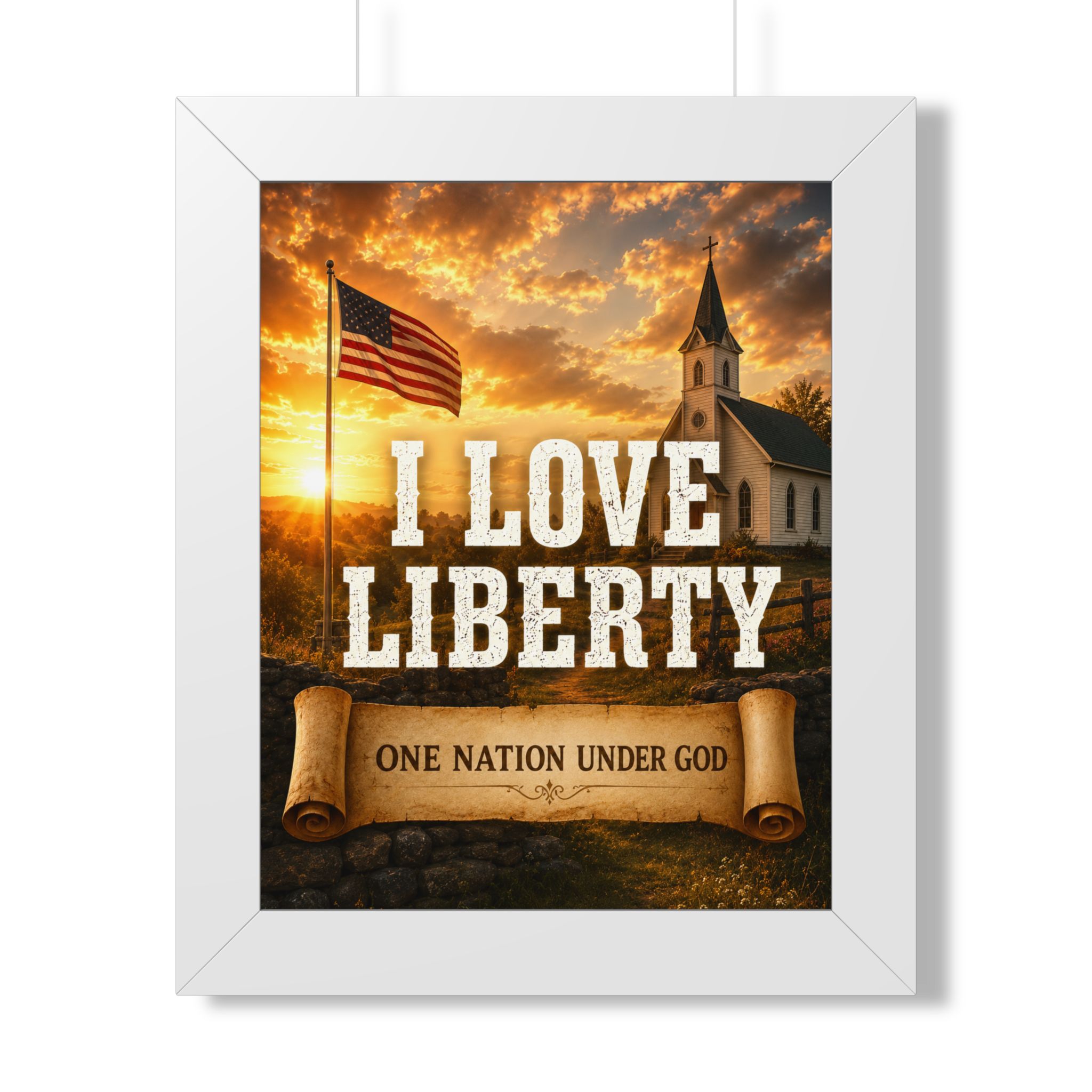 I Love Liberty One Nation Under God Portrait Wall Art | Patriotic Christian Decor | Patriotic Gift - Image 3