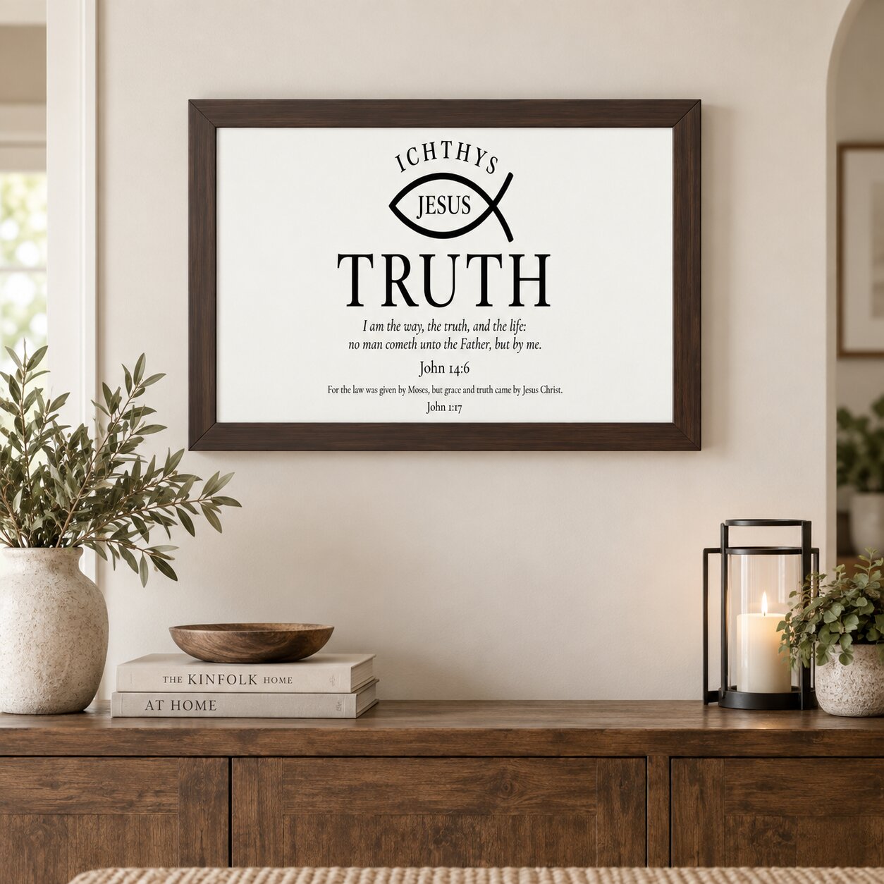 Christian Truth Landscape Wall Art — ICHTHYS Jesus Bible Verse John 14:6