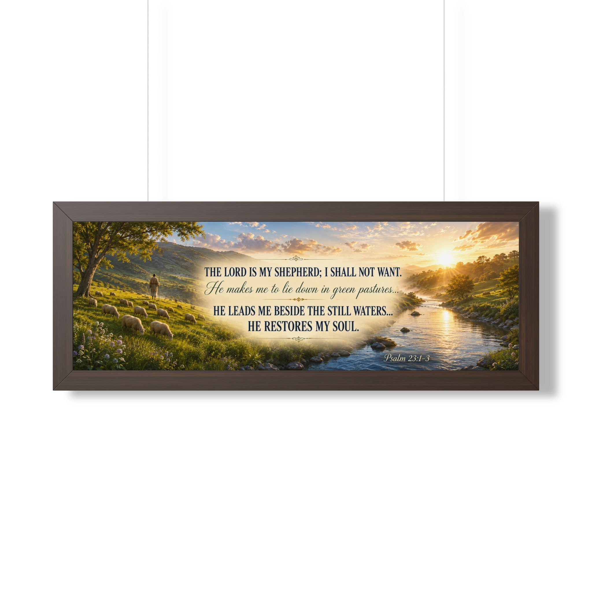 Psalm 23 The Lord Is My Shepherd Landscape Wall Art | Comforting Christian Scripture Decor | Faith Gift - Image 4