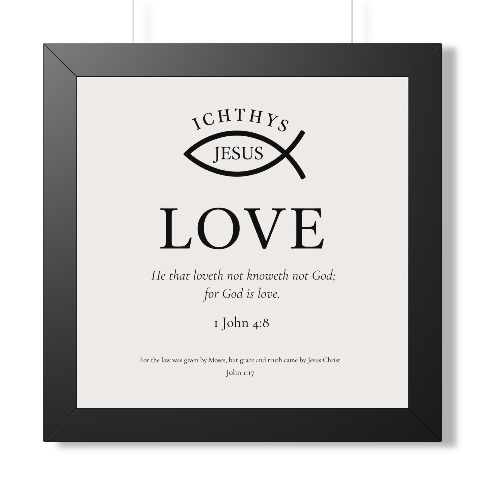 Ichthys Jesus Love 1 John 4:8 Christian Portrait Wall Art - Image 2