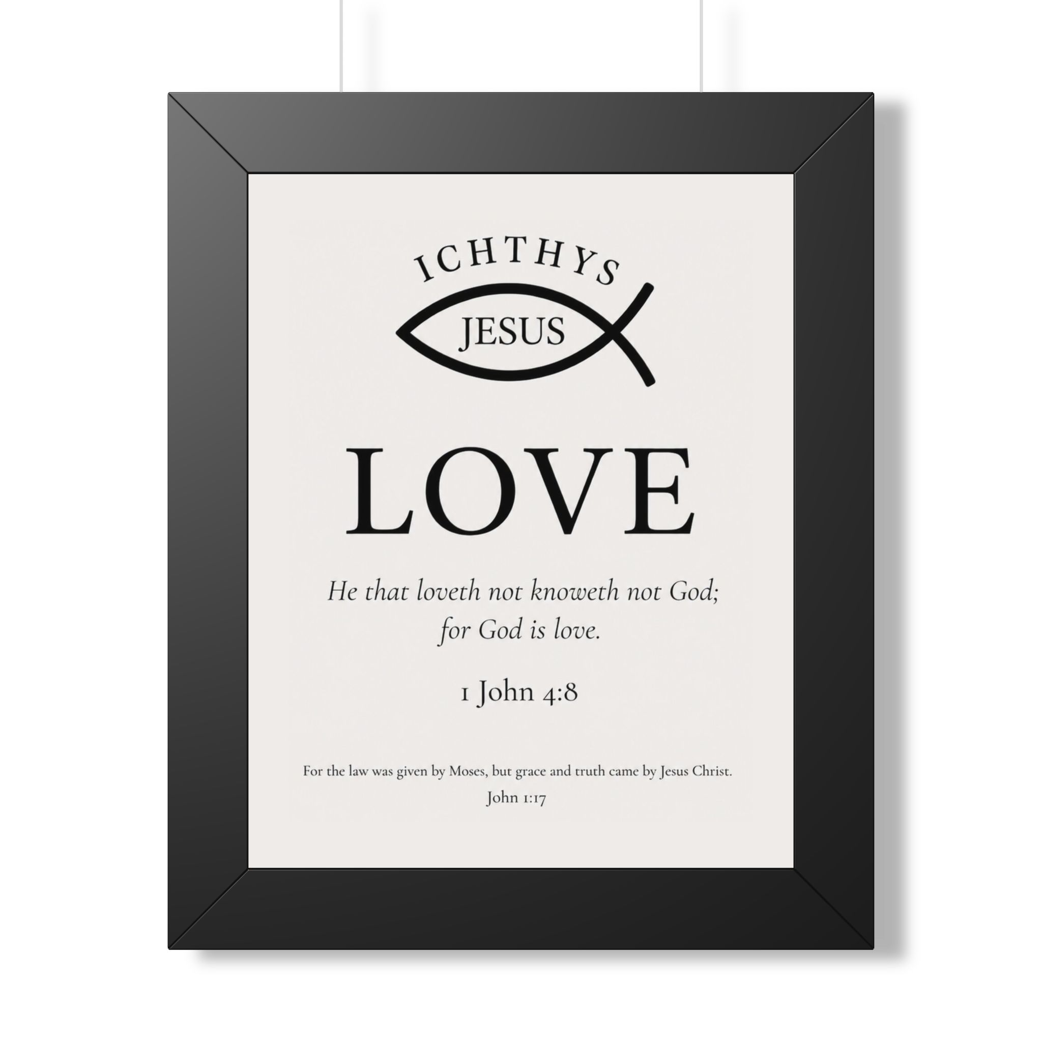 Ichthys Jesus Love 1 John 4:8 Christian Portrait Wall Art - Image 3