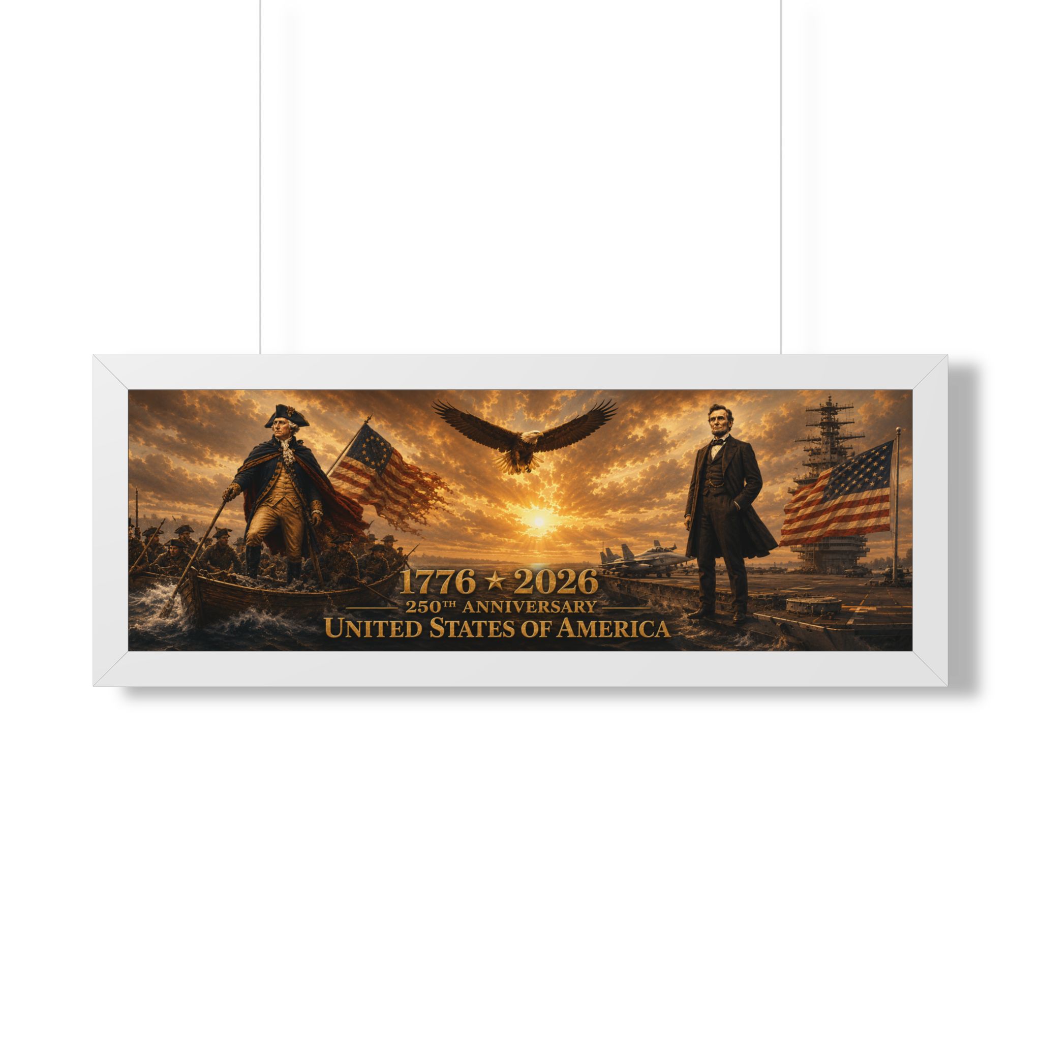 1776–2026 Founding Fathers, Eagle & American Flag Landscape Wall Art | United States 250th Anniversary Decor | Patriotic Gift - Image 3