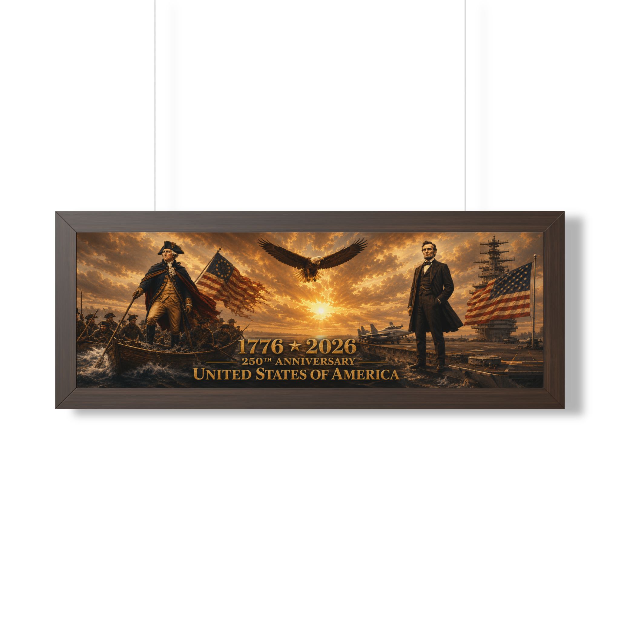 1776–2026 Founding Fathers, Eagle & American Flag Landscape Wall Art | United States 250th Anniversary Decor | Patriotic Gift - Image 2