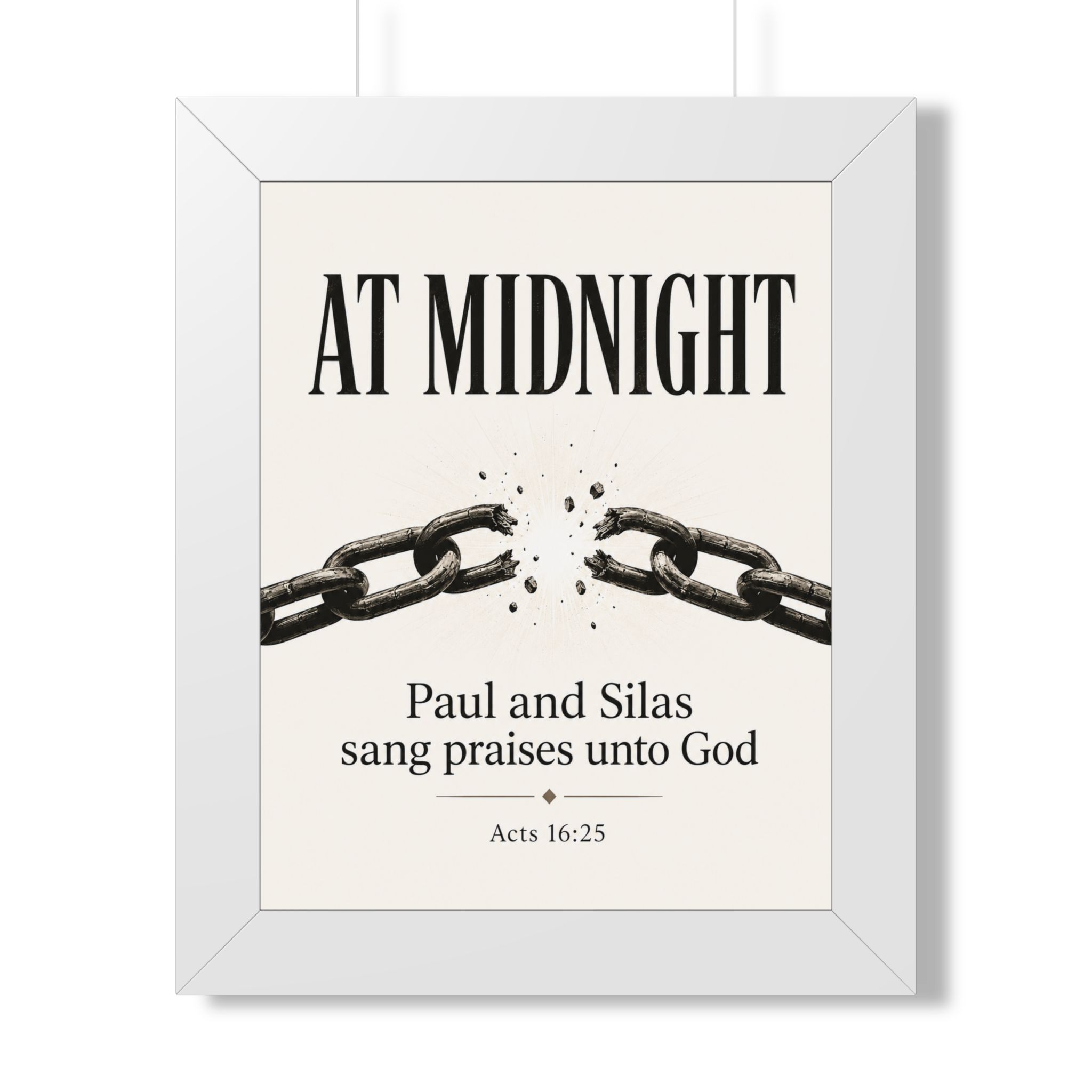 At Midnight Praise Breaks Chains Acts 16:25 Portrait Wall Art | Dark Christian Wall Art | Faith Gift - Image 3