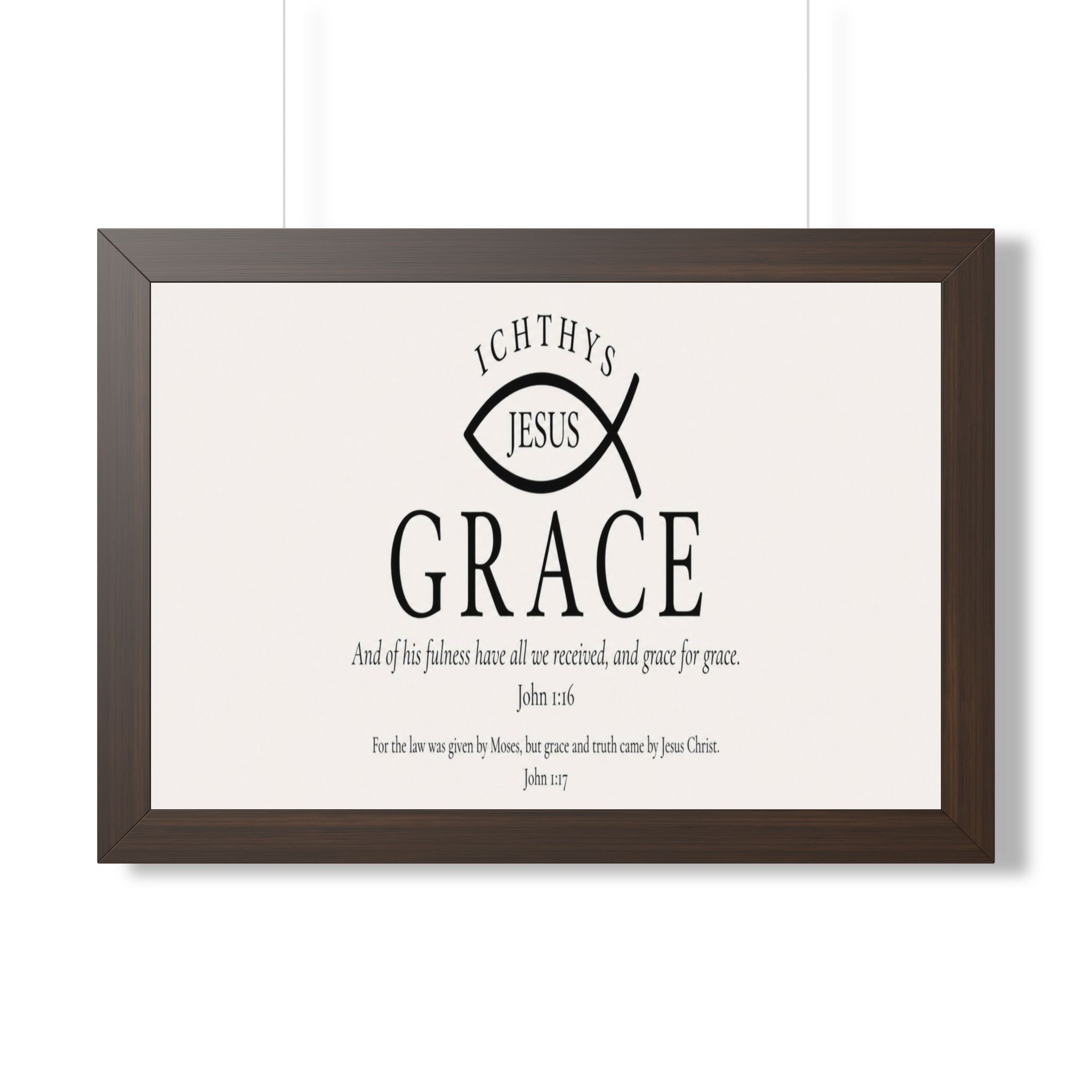 Grace Ichthys John 1:16 Christian Scripture Landscape Wall Art - Image 4